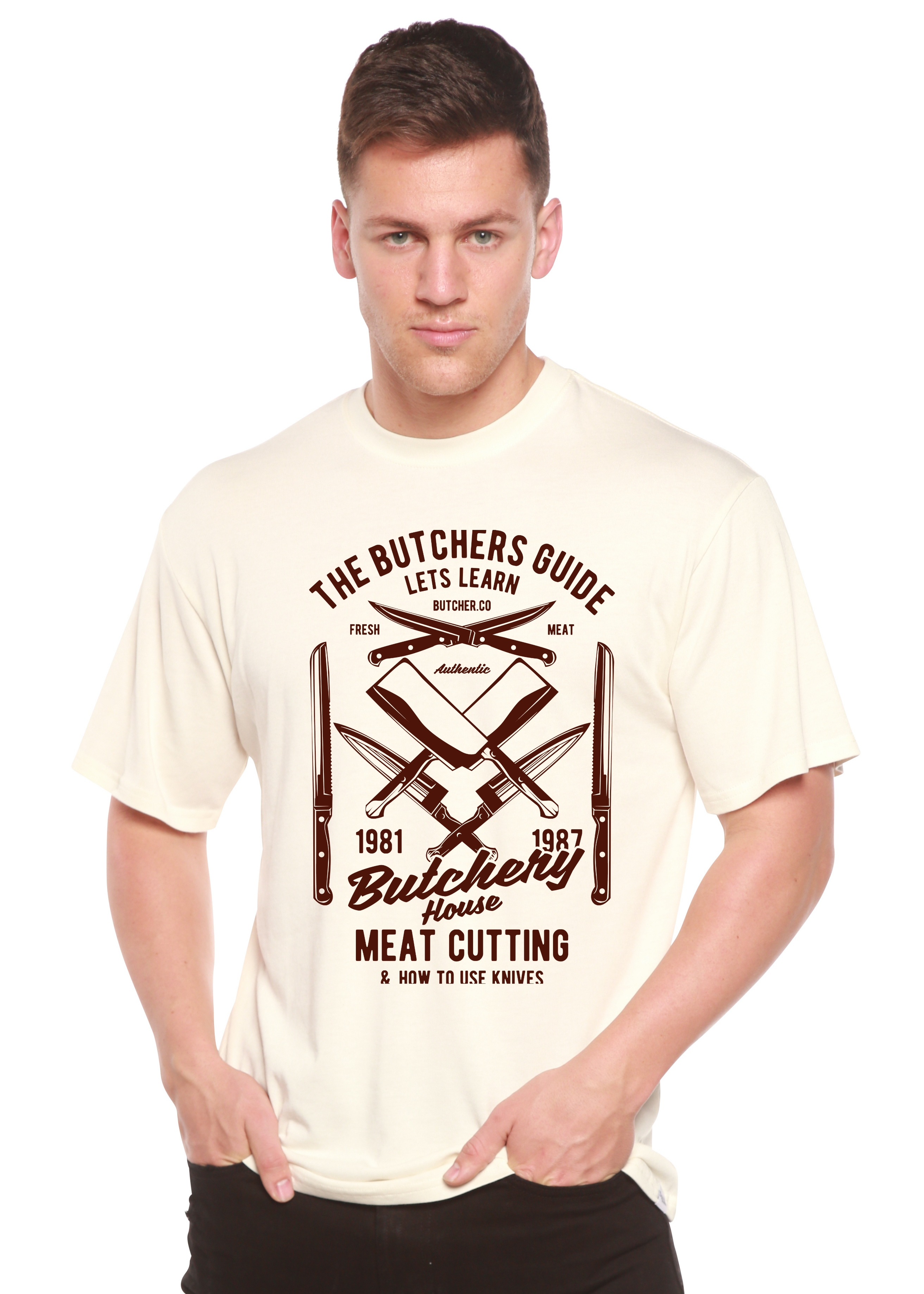 Spun Bamboo Butchery House Men's Bamboo Viscose/Organic Cotton Short Sleeve Graphic T-Shirt — back view