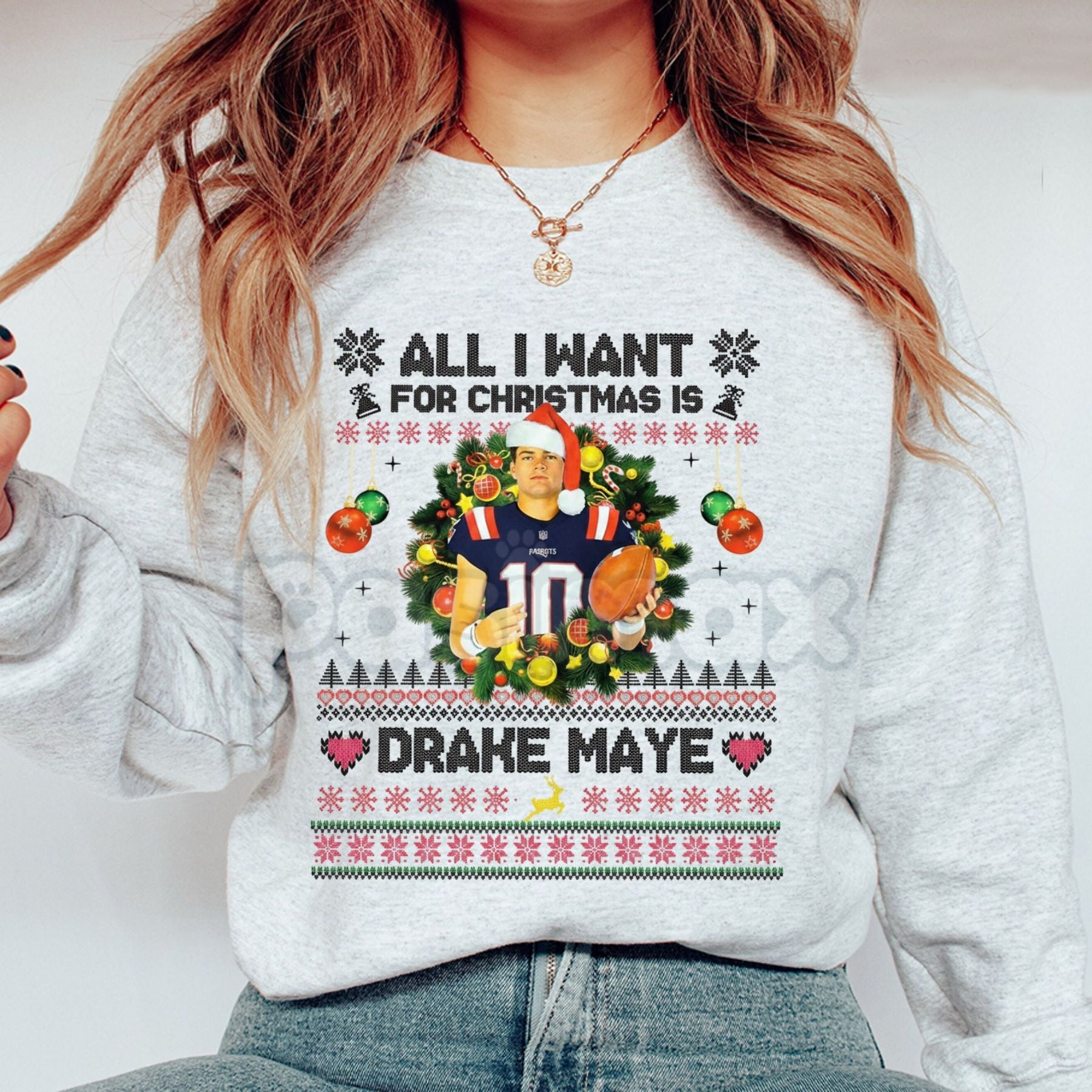 Pasimax All I Want For Christmas Is Drake Maye Sweatshirt | UNC QB Football Fan Jumper | NFL Draft Prospect Holiday Crewneck 