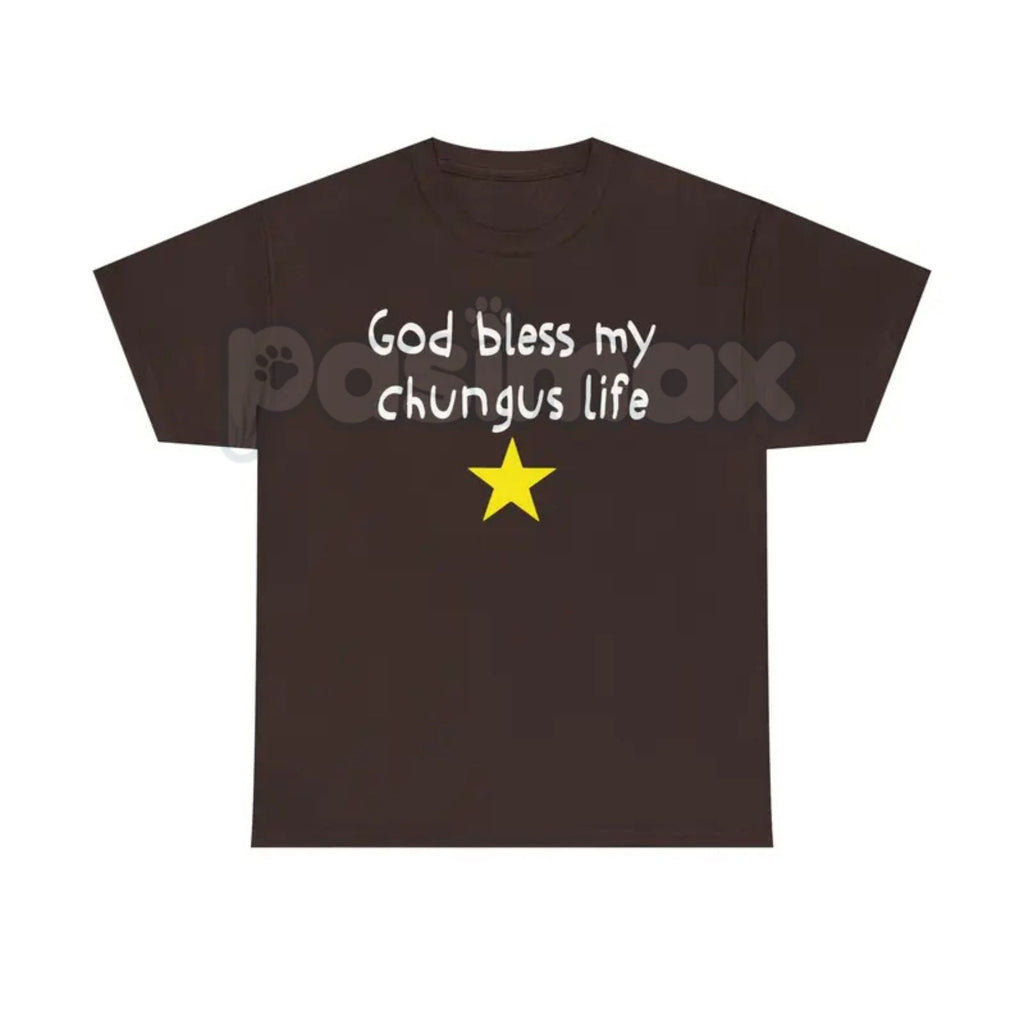 Pasimax "God Bless My Chungus Life" Funny T-Shirt - Ironic Big Chungus Meme Tee, Sarcastic Religious Parody Shirt, Wholesome 