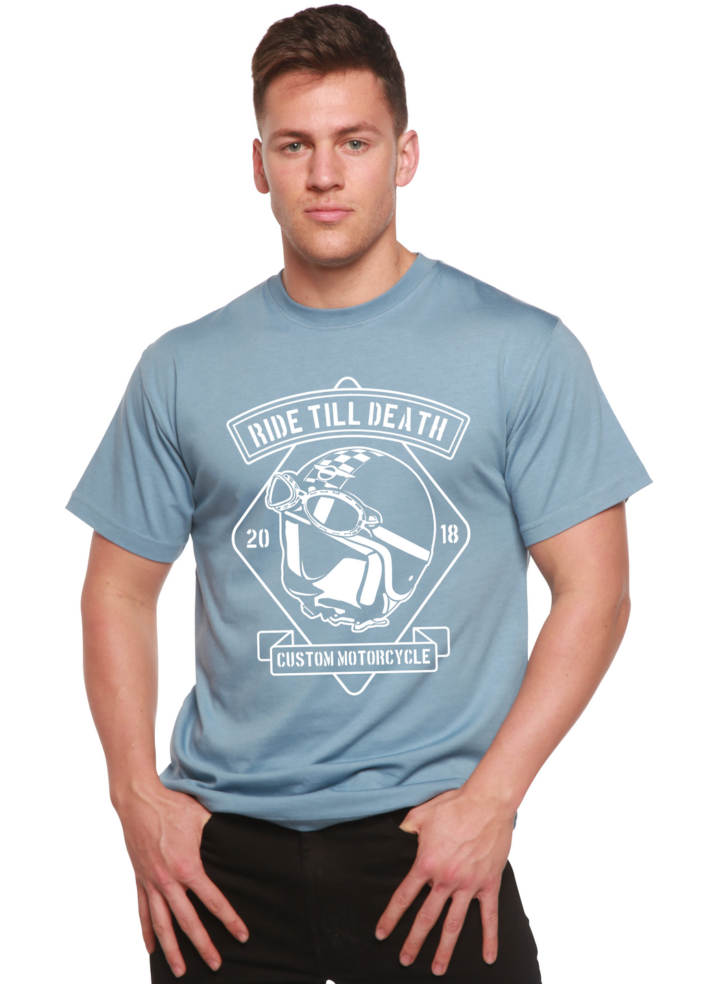 Spun Bamboo Ride Till Death Spun Bamboo® Men's Bamboo Viscose/Organic Cotton Short Sleeve Graphic T-Shirt — back view