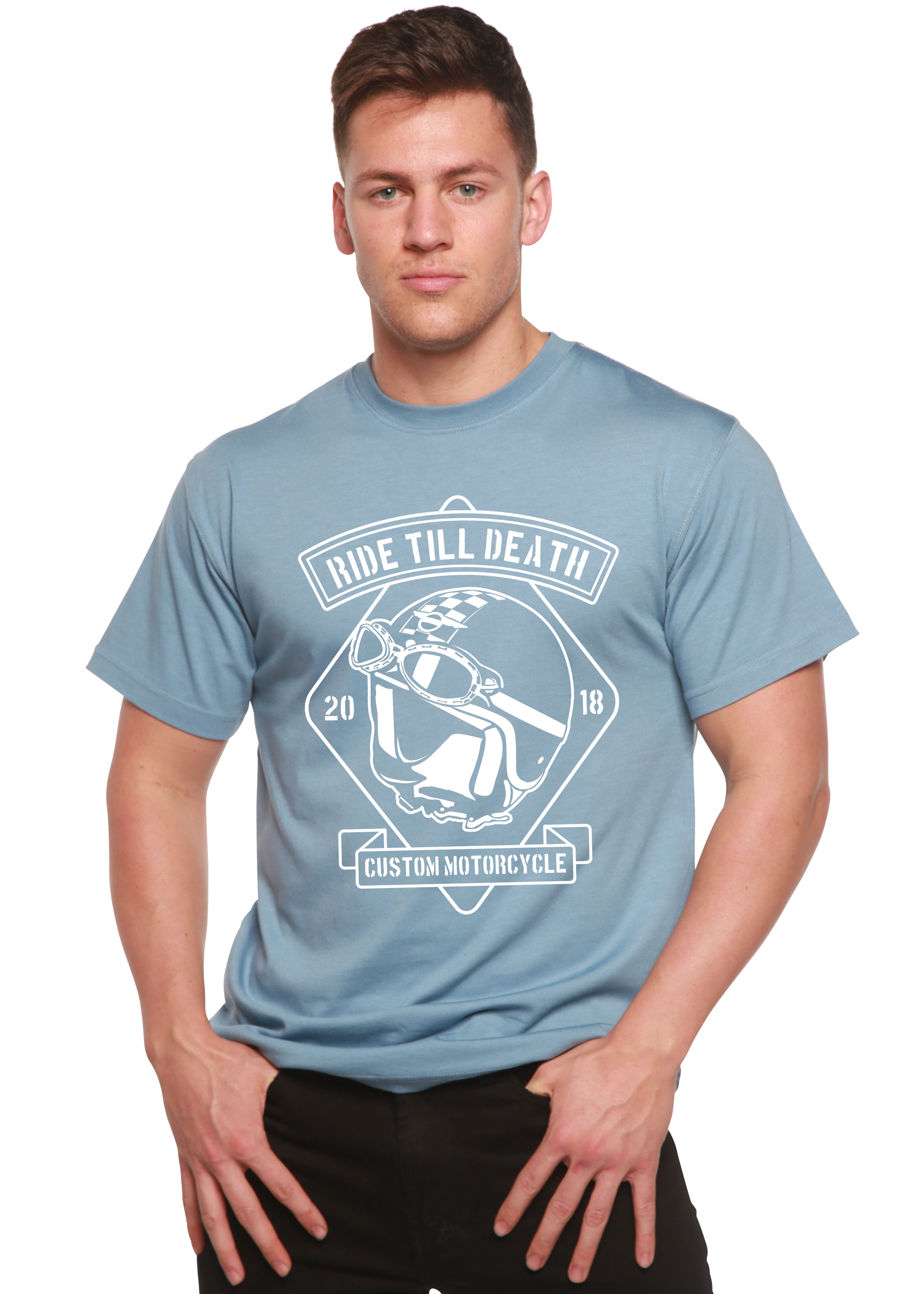 Spun Bamboo Ride Till Death Spun Bamboo® Men's Bamboo Viscose/Organic Cotton Short Sleeve Graphic T-Shirt — back view