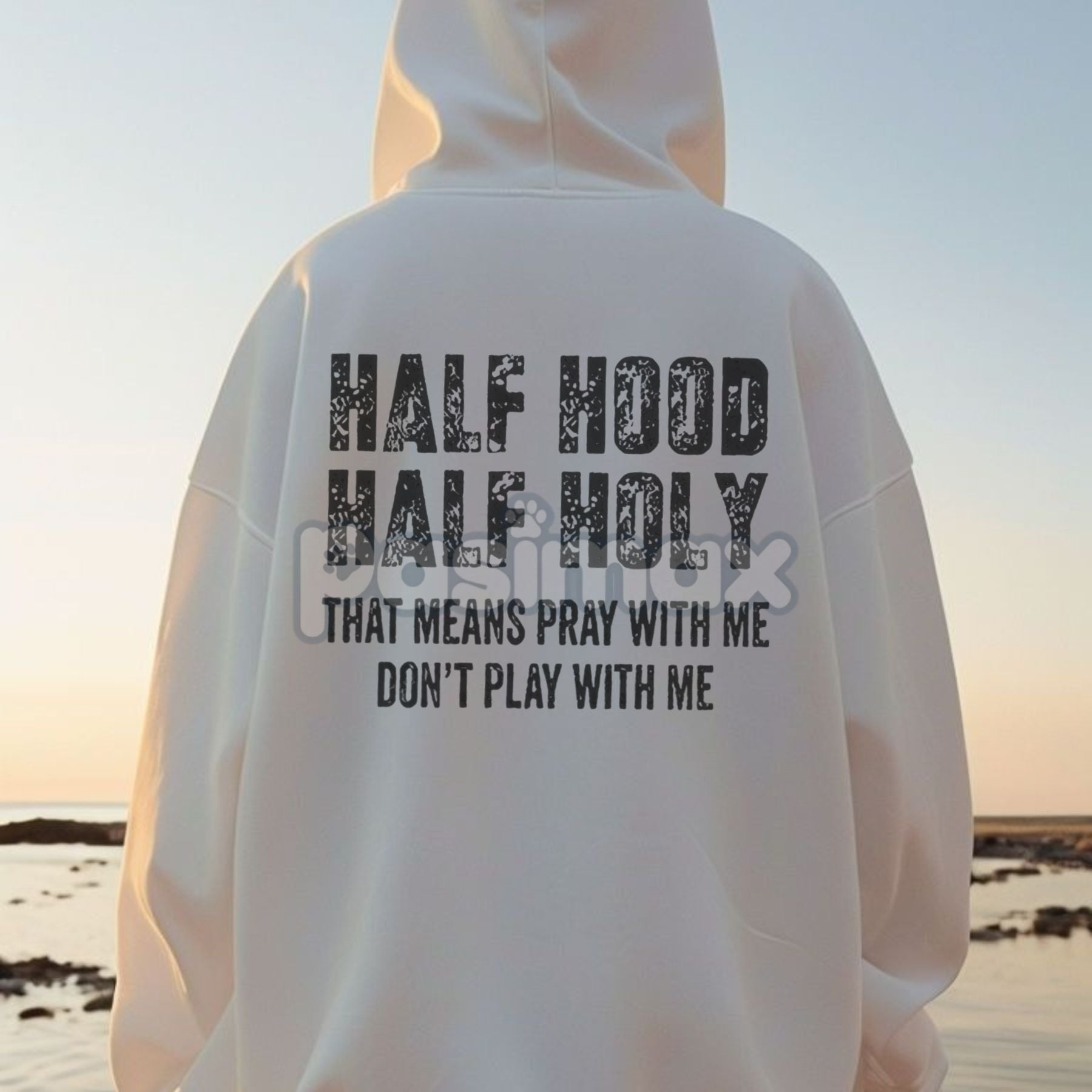 Pasimax Half Hooded Half Holy Hoodie — back view