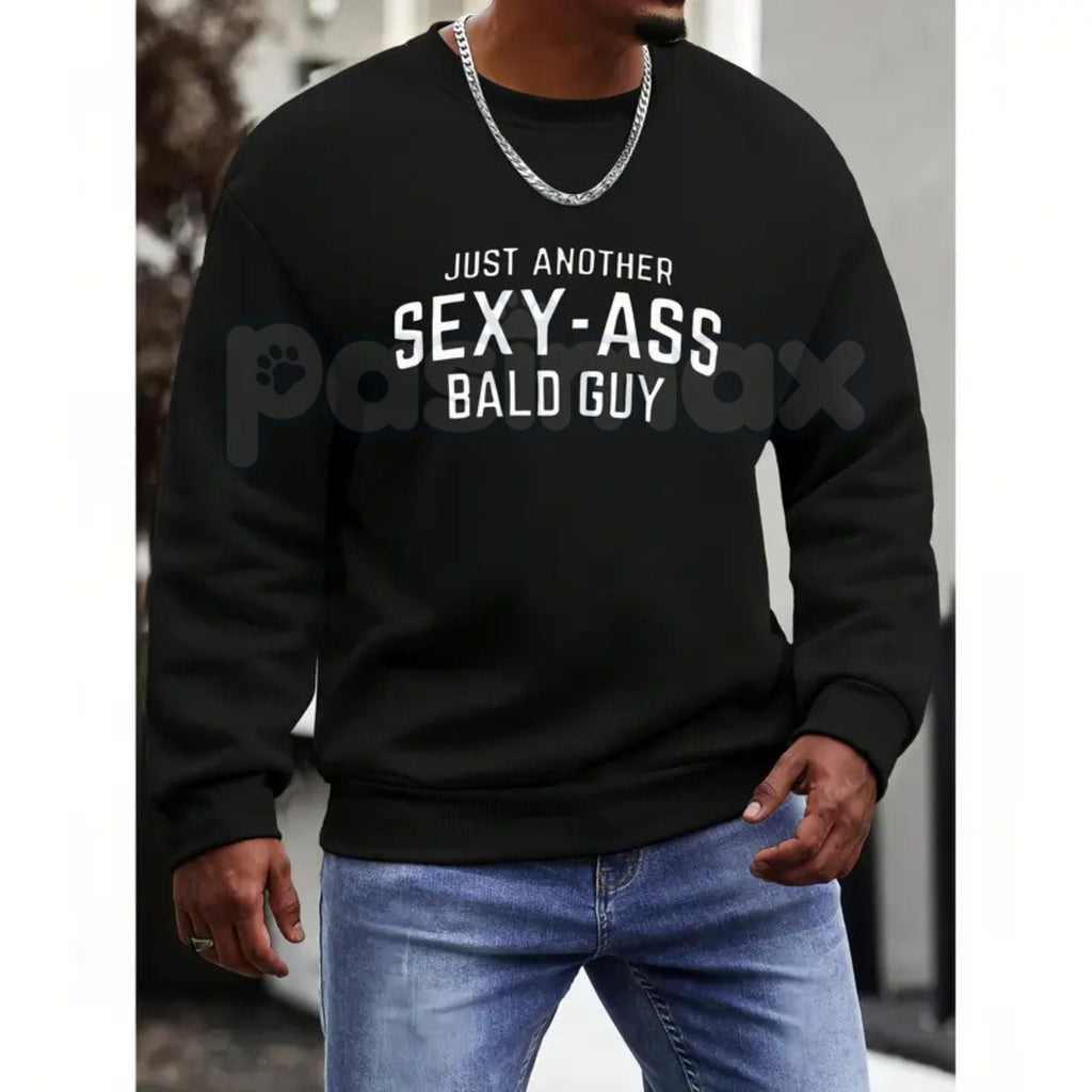 Pasimax Bald Guy Print Men's Crew Neck – Fashionable Sports T-Shirt, Sweatshirt & Hoodie Collection — lifestyle context