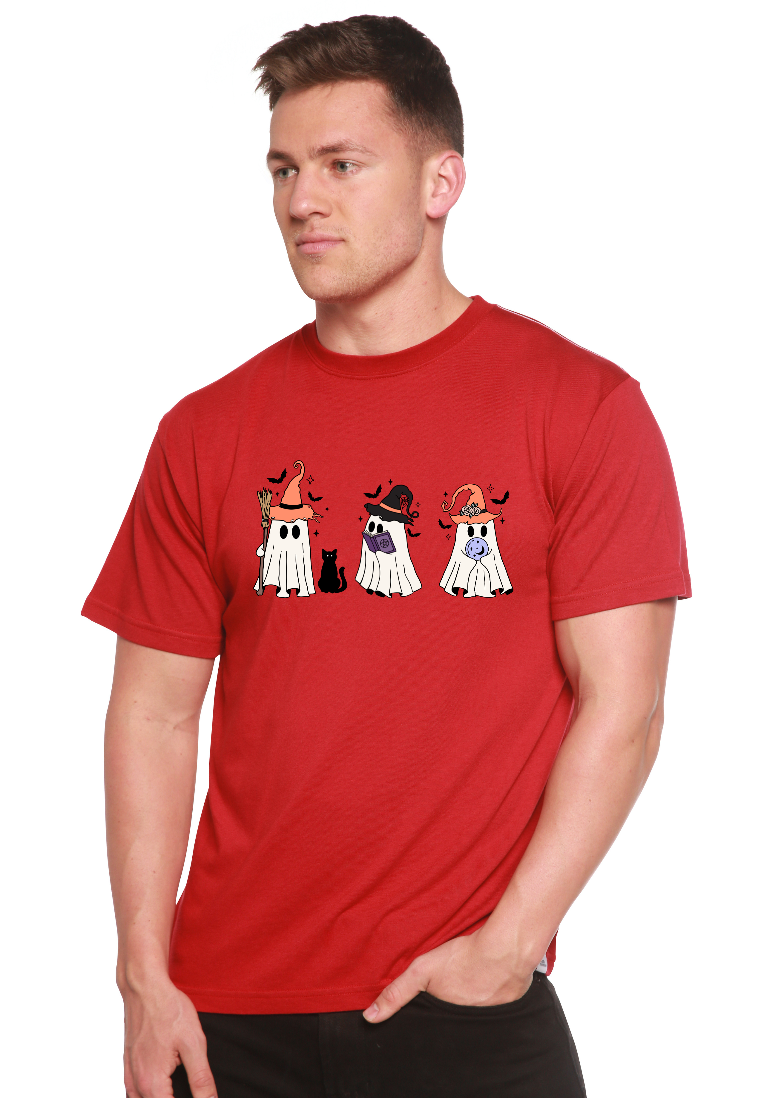 Spun Bamboo Halloween Boo Men's Bamboo Viscose/Organic Cotton Short Sleeve Graphic T-Shirt — alternative angle