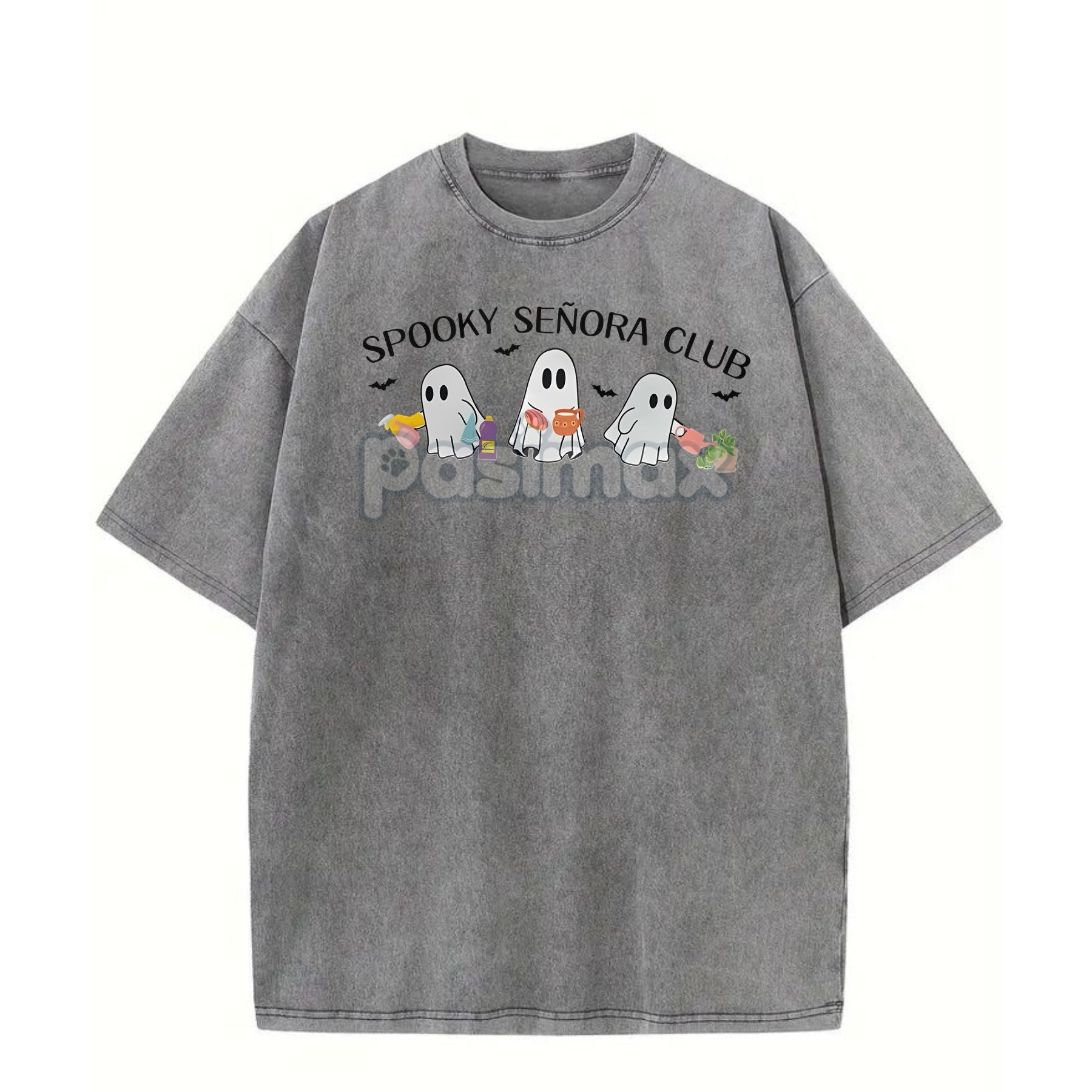 Pasimax "Spooky Señora Club" Vintage Acid Wash T-Shirt — back view