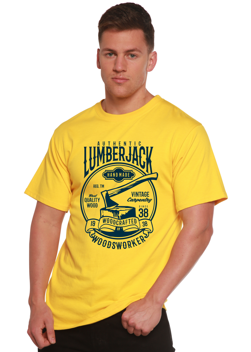 Spun Bamboo Authentic Lumberjack Men's Bamboo Viscose/Organic Cotton Short Sleeve Graphic T-Shirt — side view