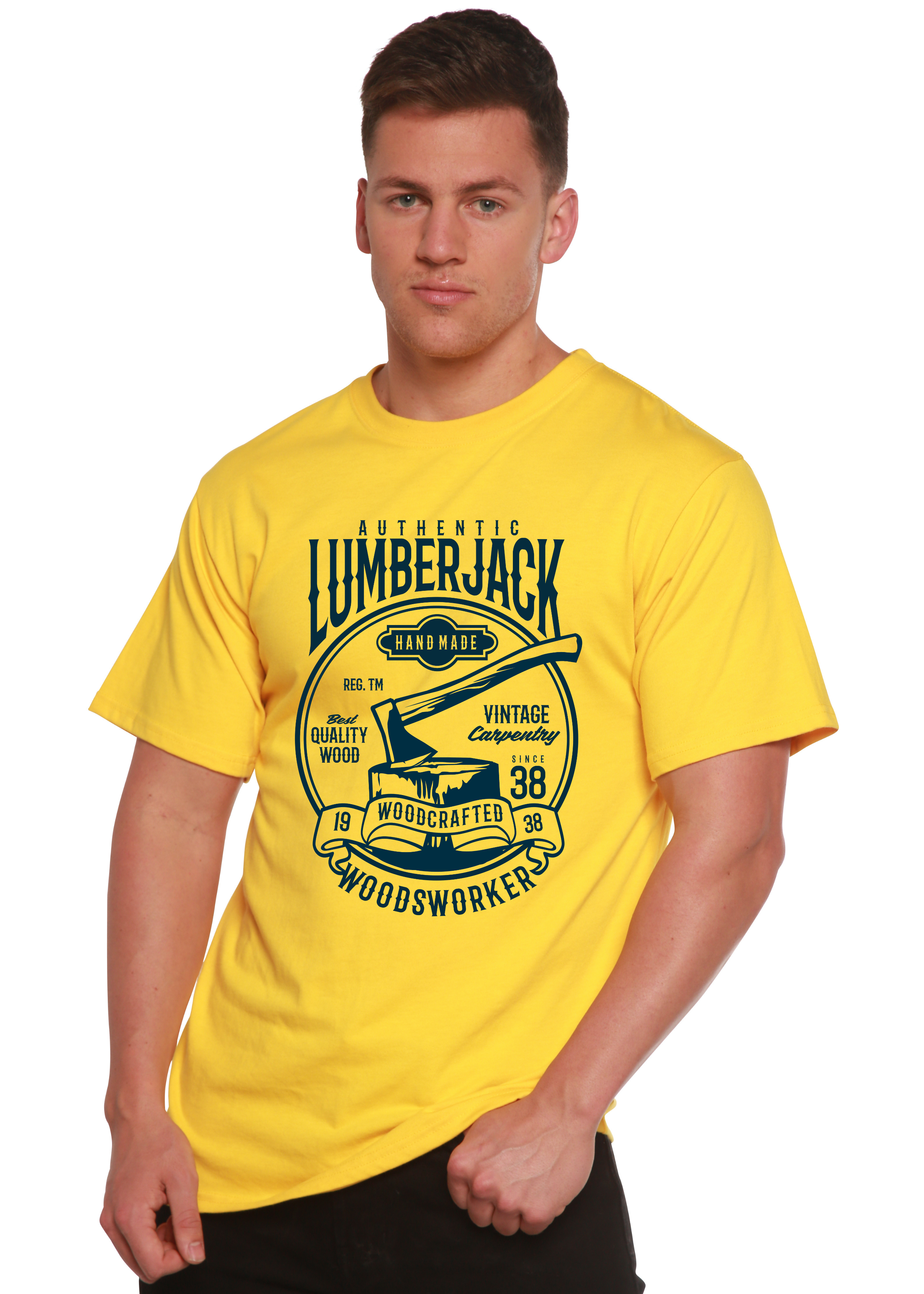 Spun Bamboo Authentic Lumberjack Men's Bamboo Viscose/Organic Cotton Short Sleeve Graphic T-Shirt — side view