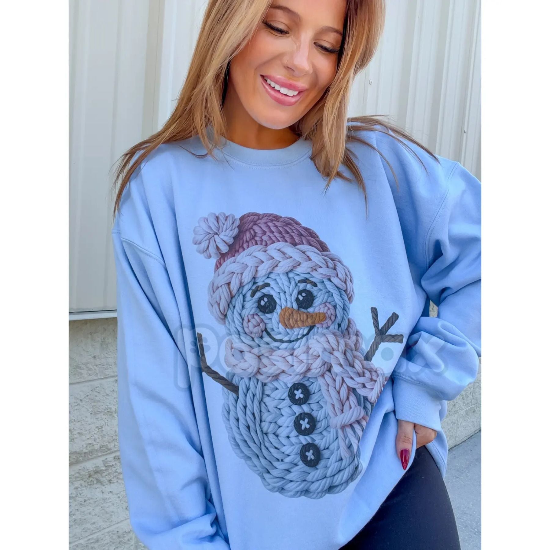 Pasimax Whimsical Snowman Graphic Top | Cozy Winter Holiday T-Shirt or Sweatshirt | Cute Family Apparel — back view
