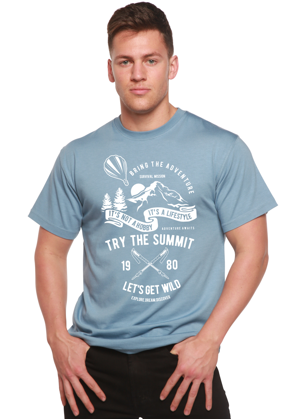 Spun Bamboo Try The Summit Spun Bamboo® Men's Bamboo Viscose/Organic Cotton Short Sleeve Graphic T-Shirt — size reference
