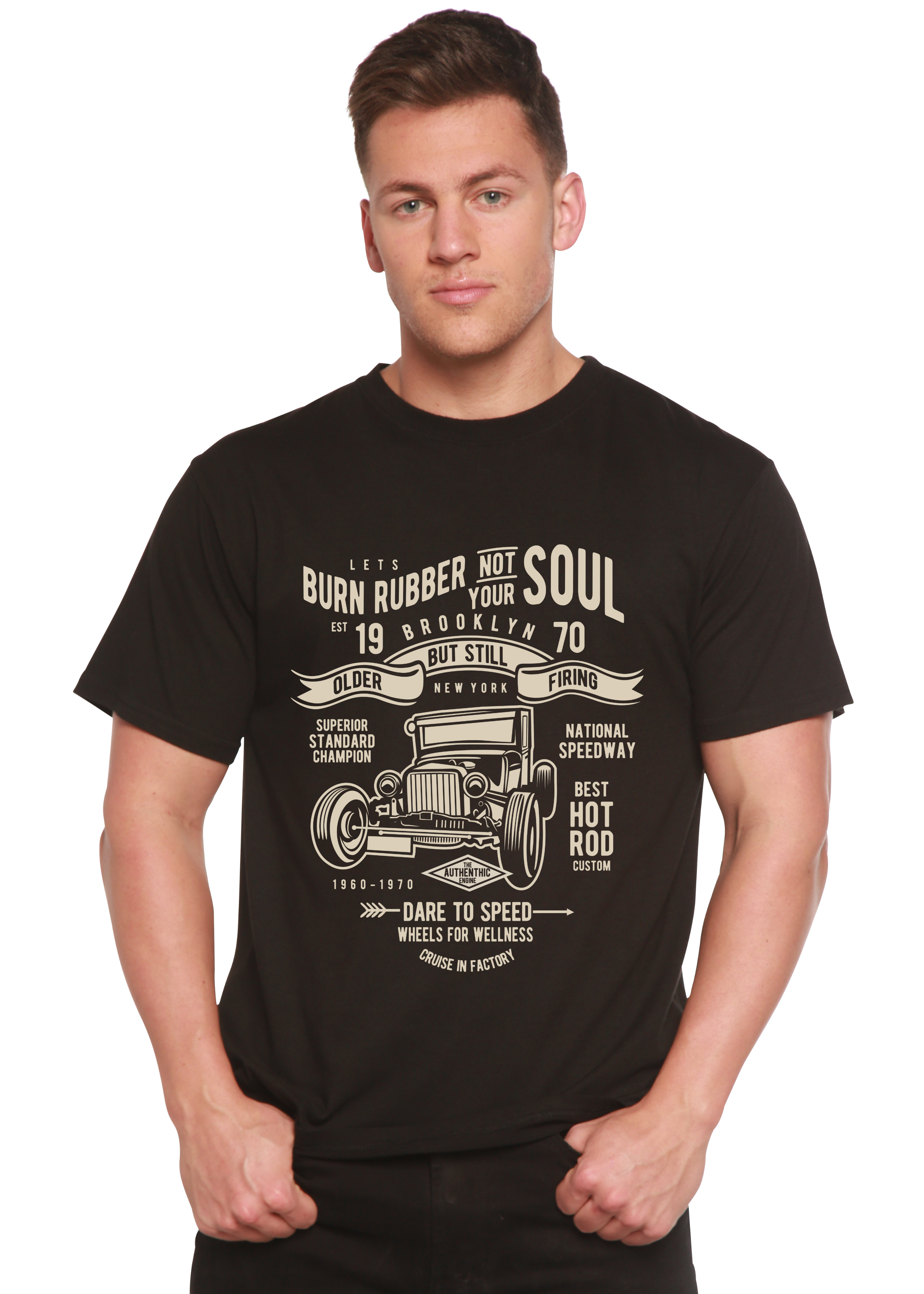 Spun Bamboo Burn Rubber Men's Bamboo Viscose/Organic Cotton Short Sleeve Graphic T-Shirt — main product shot