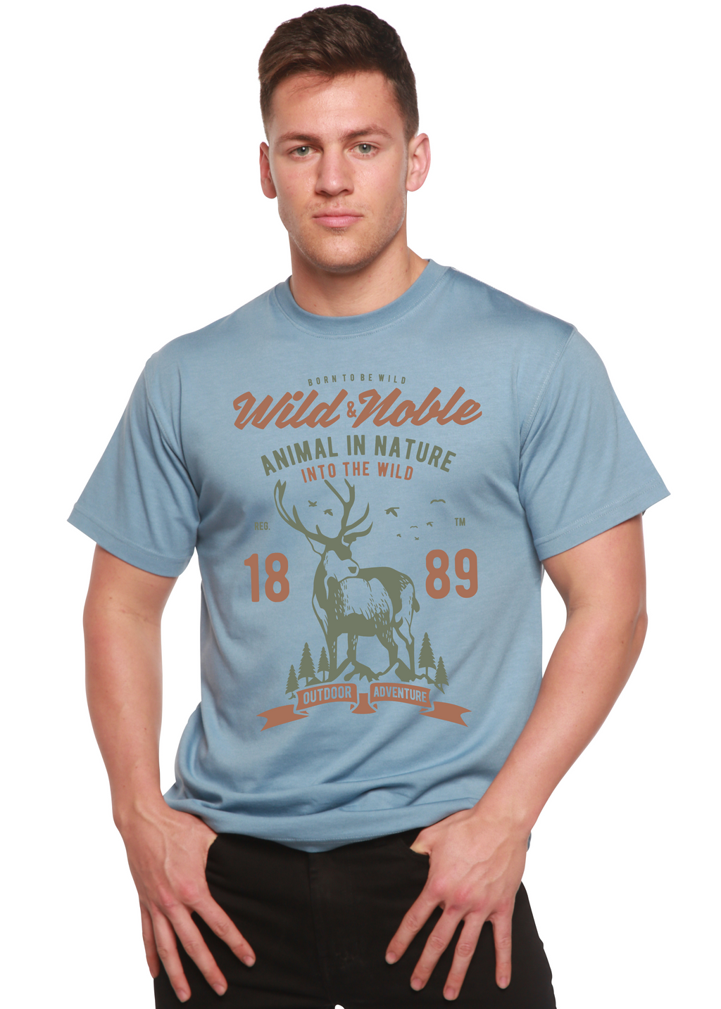 Spun Bamboo Wild And Noble Spun Bamboo® Men's Bamboo Viscose/Organic Cotton Short Sleeve Graphic T-Shirt — in-use photo