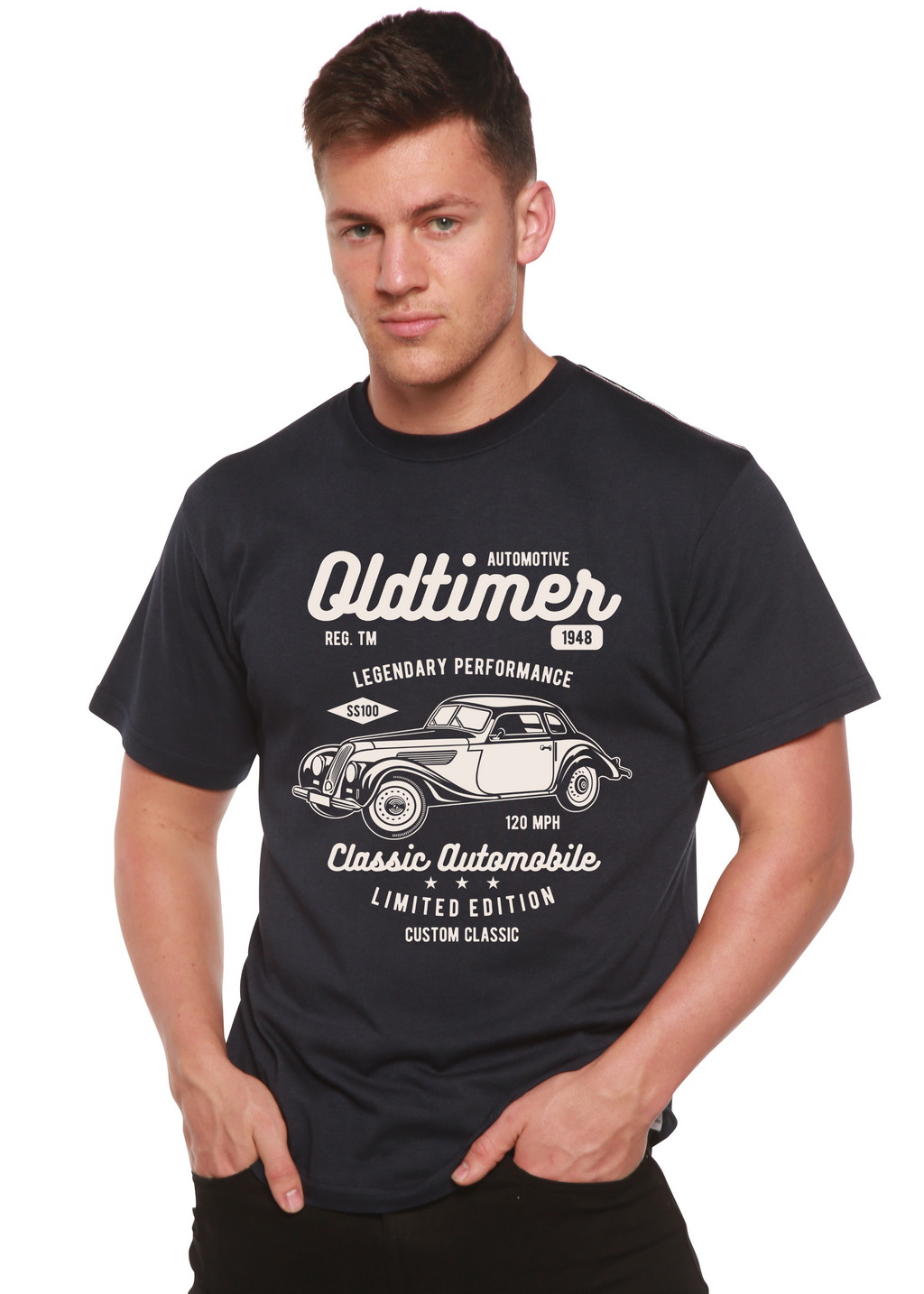 Spun Bamboo Oldtimer Spun Bamboo® Men's Bamboo Viscose/Organic Cotton Short Sleeve Graphic T-Shirt — detail close-up