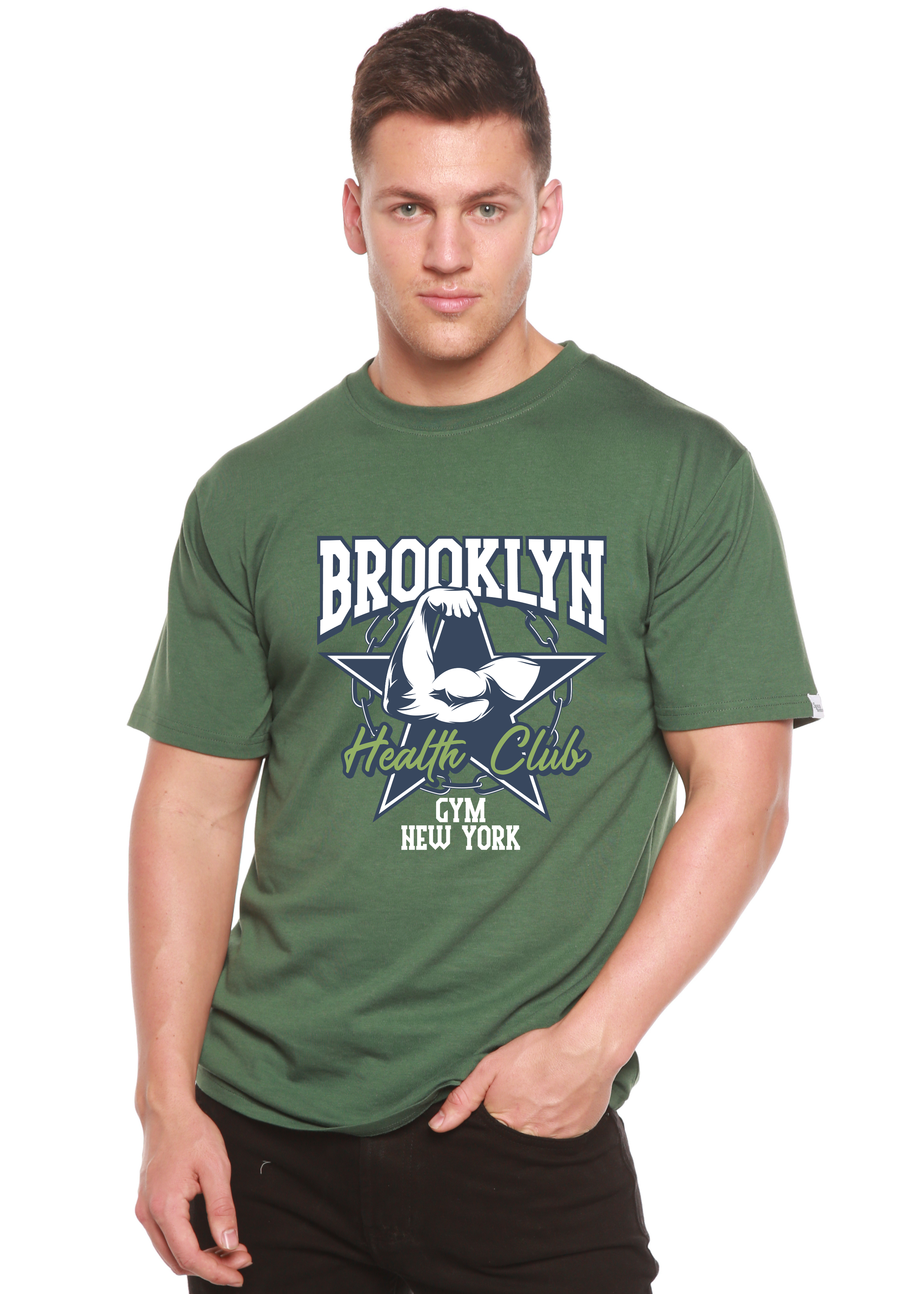 Spun Bamboo Brooklyn Health Club Men's Bamboo Viscose/Organic Cotton Short Sleeve Graphic T-Shirt — alternative angle