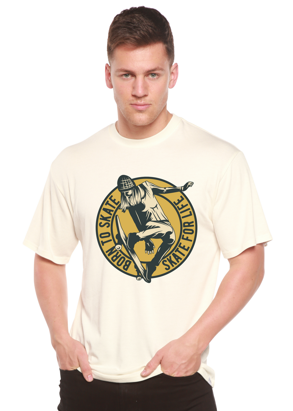 Spun Bamboo Skate For Life Men's Bamboo Viscose/Organic Cotton Short Sleeve Graphic T-Shirt — back view