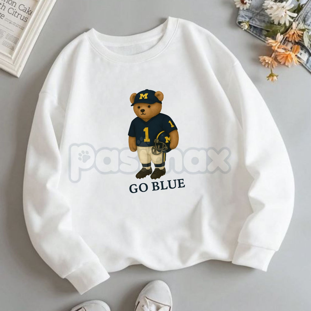 Pasimax All Team College Football Teddy Bear Sweatshirt – Retro Mascot Graphic Crewneck — back view