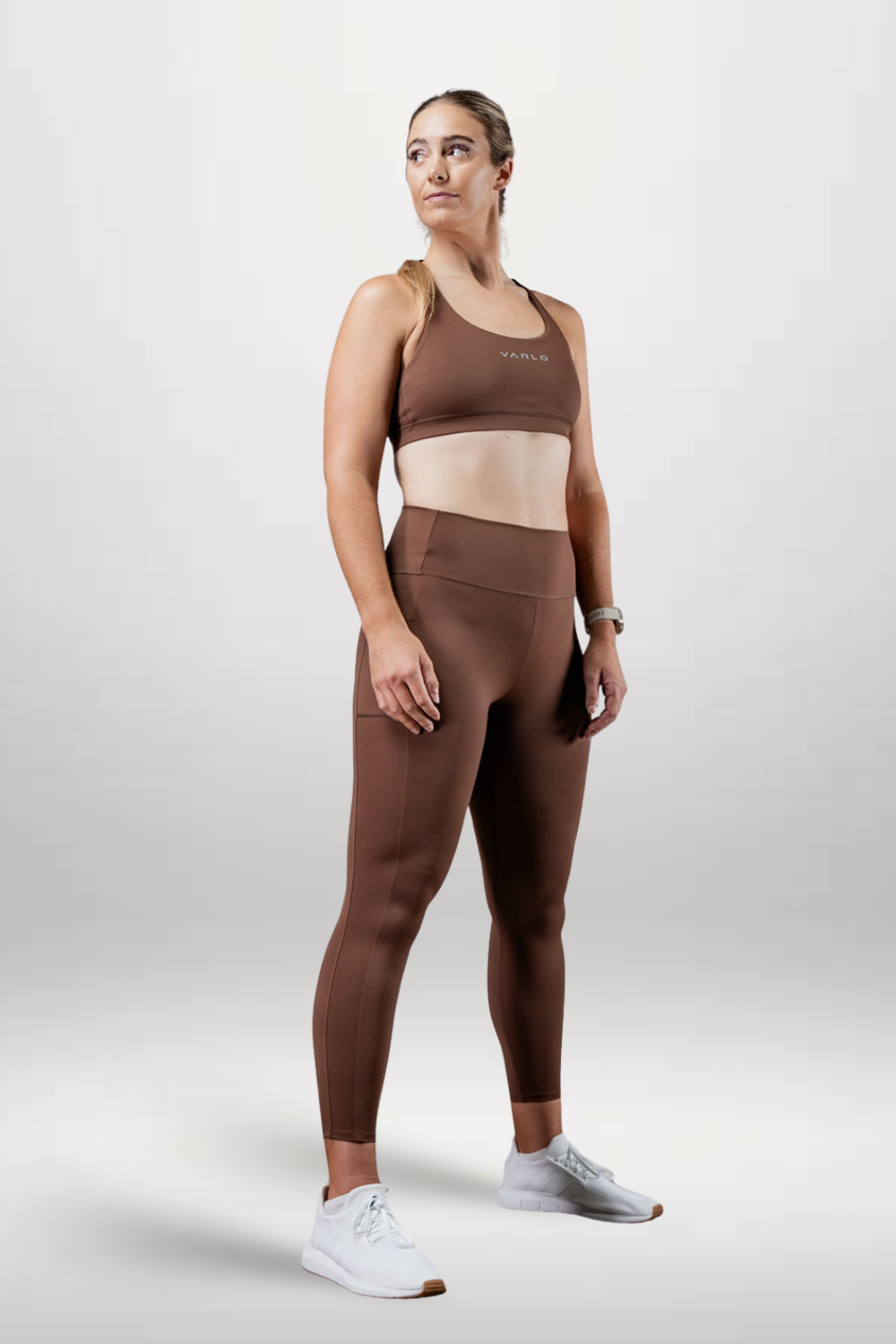 Varlo Women's SOHO Full Length High Waist Leggings (City Mocha) — comparison shot