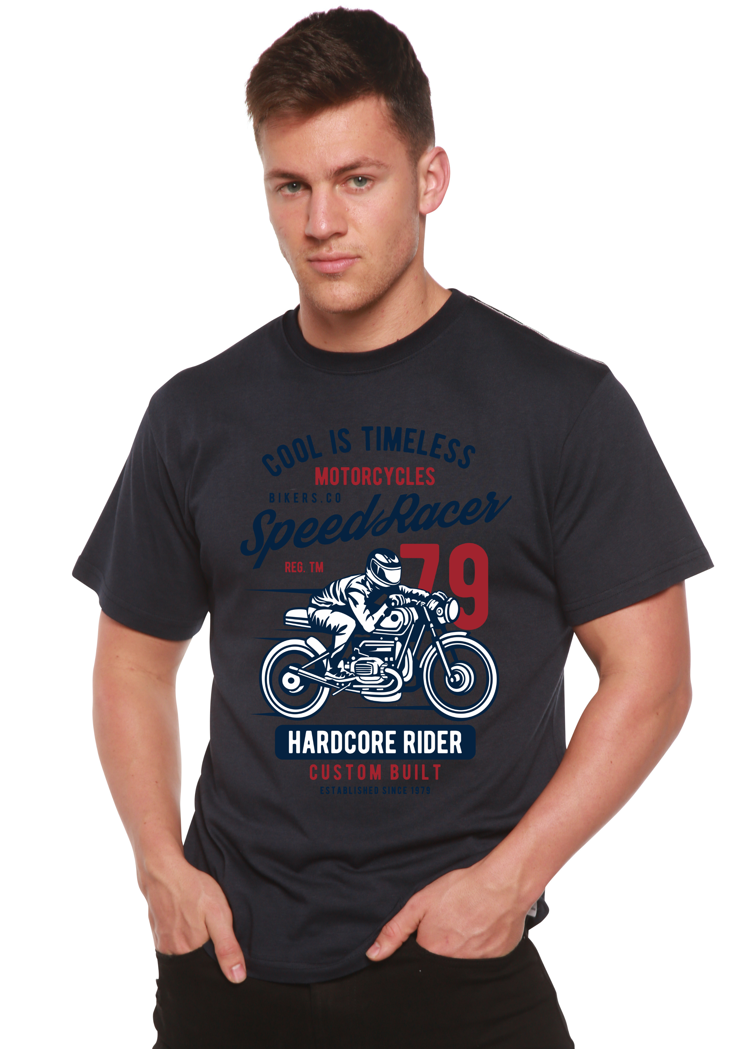 Spun Bamboo Speed Racer Spun Bamboo® Men's Bamboo Viscose/Organic Cotton Short Sleeve Graphic T-Shirt — in-use photo