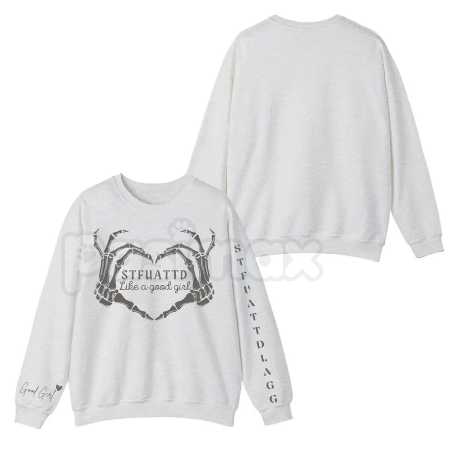 Pasimax STFUATTDLAGG Gothic Sweatshirt | Dark Romance Trope Jumper | Like A Good Girl Bookish Aesthetic Crewneck | Smutty Boo