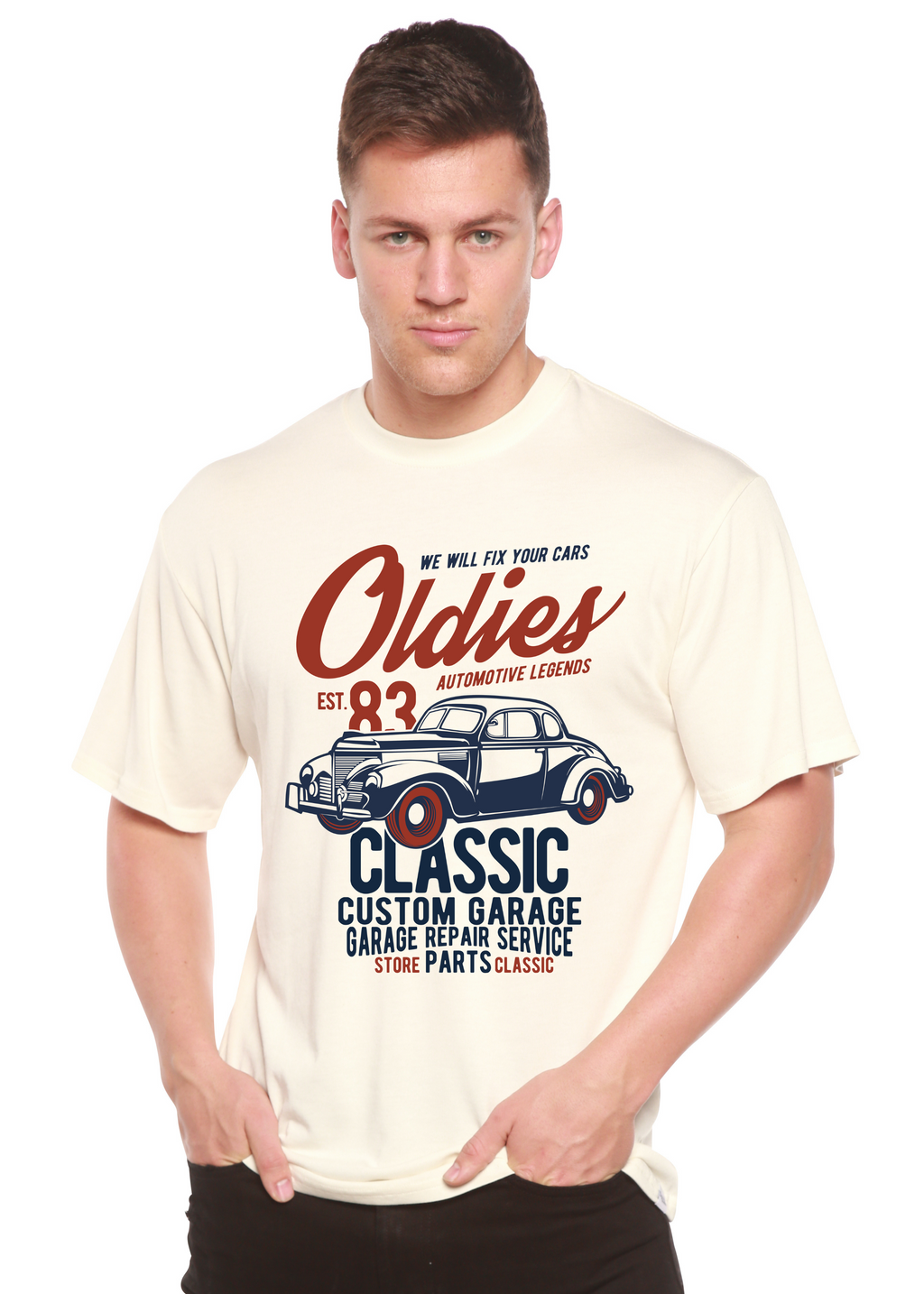 Spun Bamboo Oldies Spun Bamboo® Men's Bamboo Viscose/Organic Cotton Short Sleeve Graphic T-Shirt — main product shot