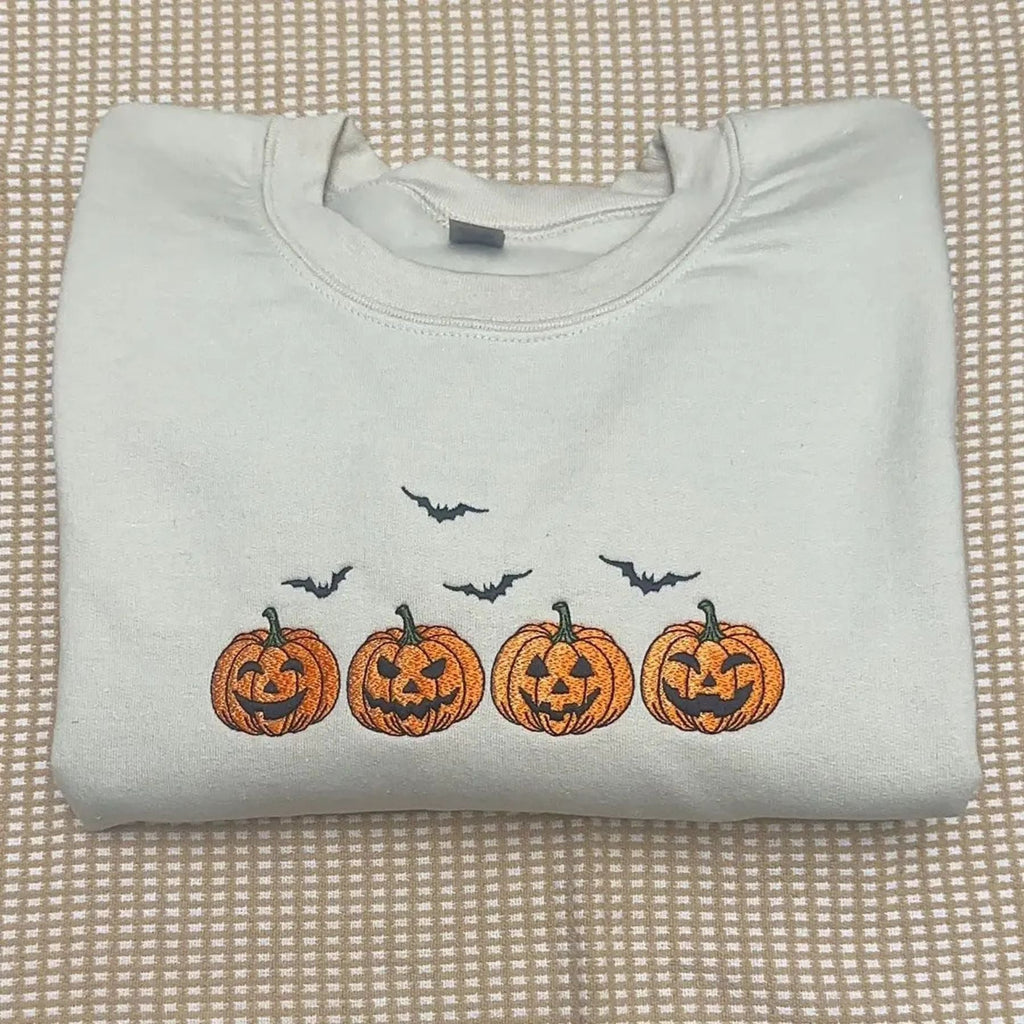 Pasimax Embroidered Halloween Pumpkins & Bats Sweatshirt — back view