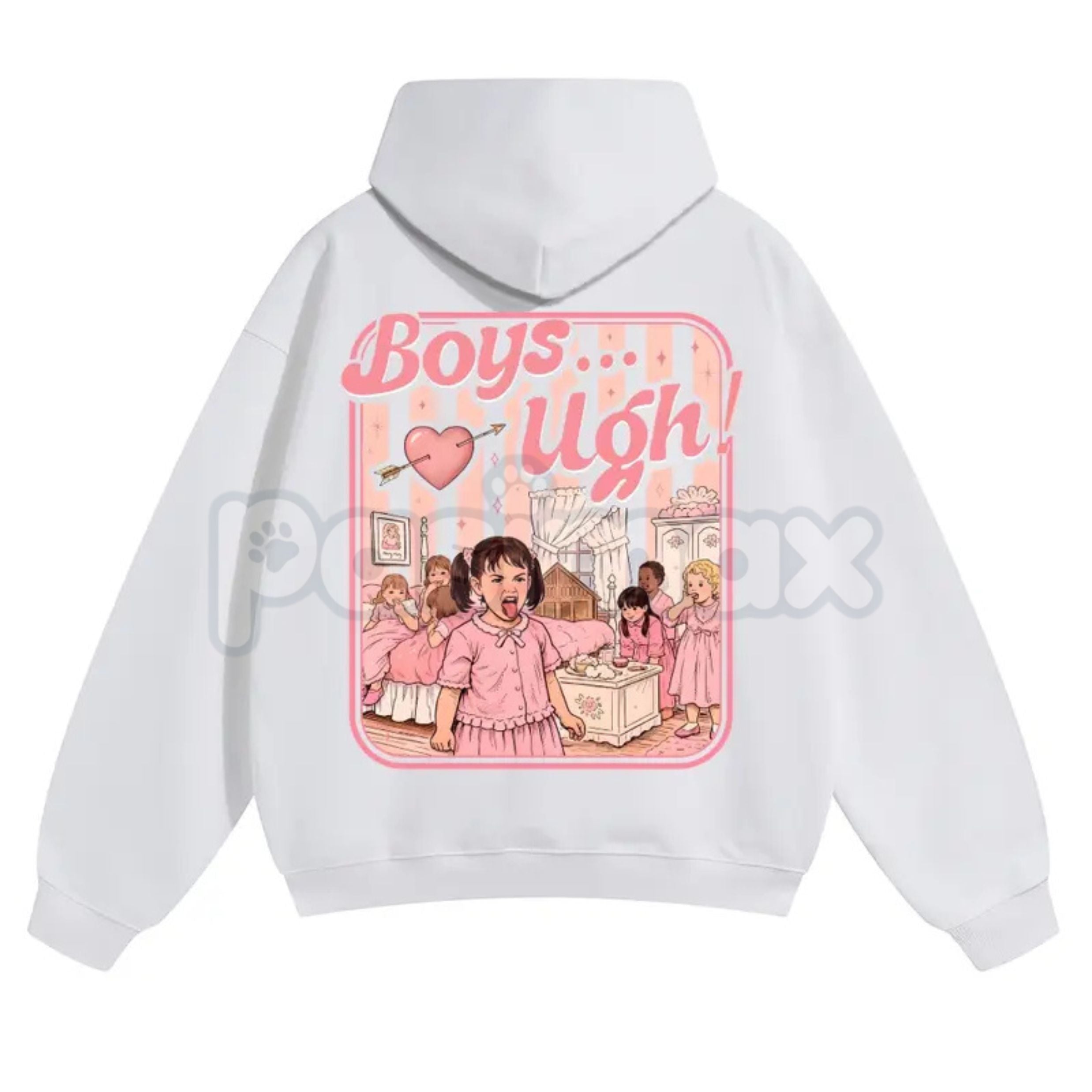 Pasimax Unisex “Boys...Ugh!” 90s Movie Quote Hoodie – Funny Valentine's Streetwear Pullover, Retro Y2K Aesthetic Graphic Hood