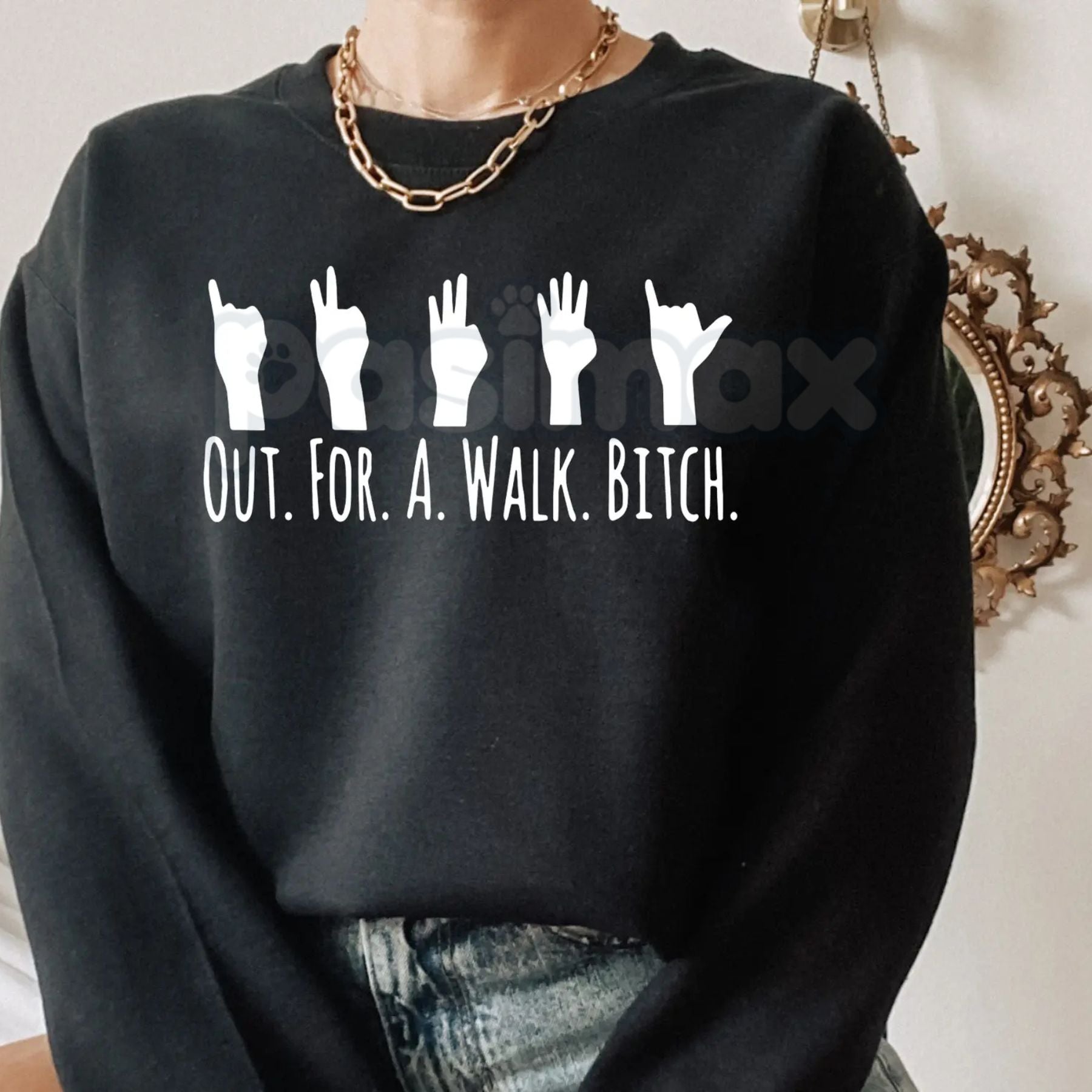 Pasimax Buffy The Vampire Slayer Sweatshirt | Out For A Walk Btch Spike Crewneck | Retro 90s TV Show Jumper | Sunnydale High 