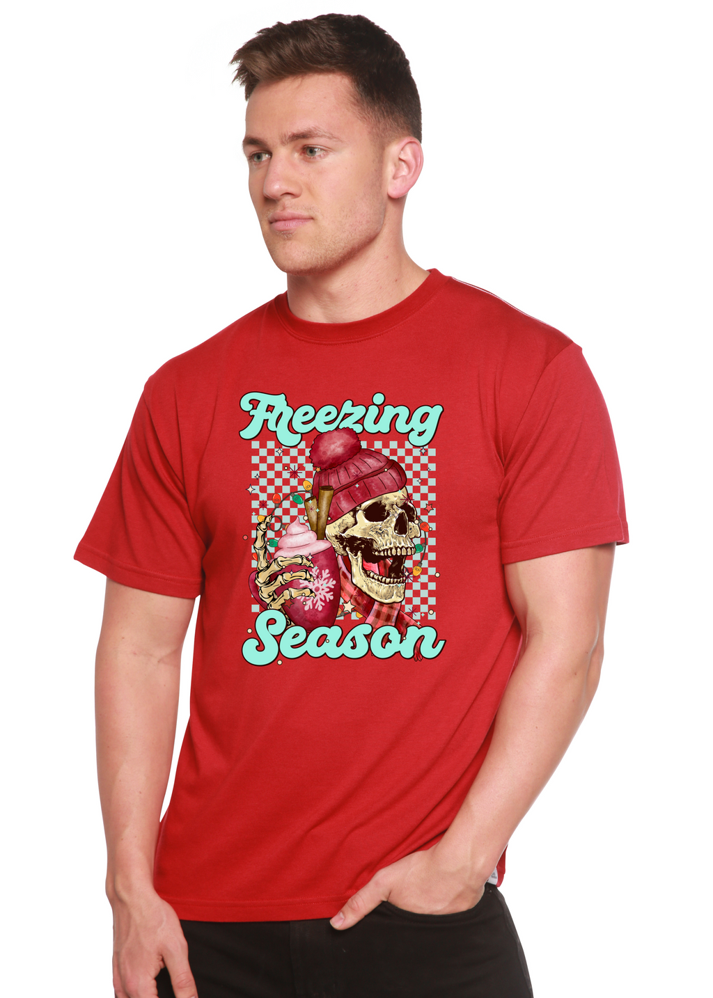 Spun Bamboo Freezing Season Unisex Bamboo Viscose/Organic Cotton Short Sleeve Graphic T-Shirt — size reference