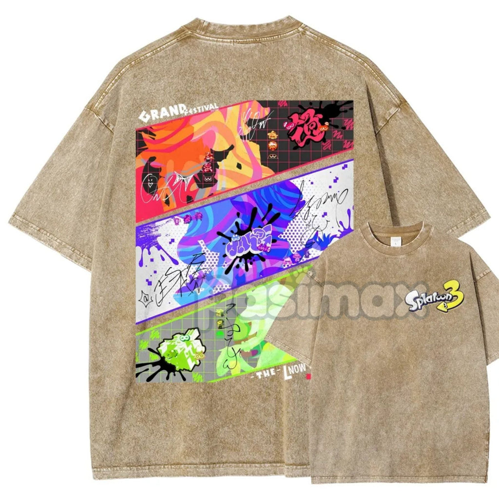 Pasimax Splatoon 3 Cotton Unisex Round Neck Anime T-Shirt — back view