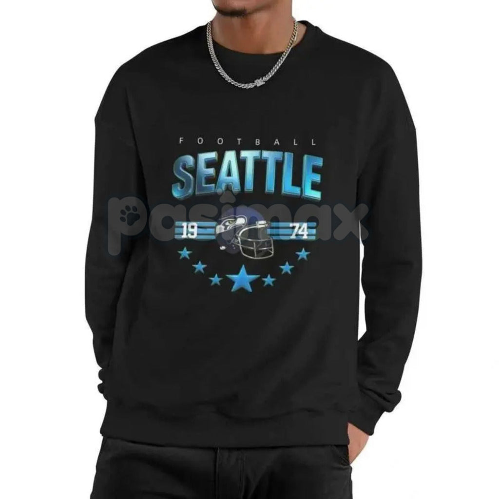 Pasimax 90s All Team Football Sweatshirt – Vintage 1960s Retro Fan Crewneck — back view