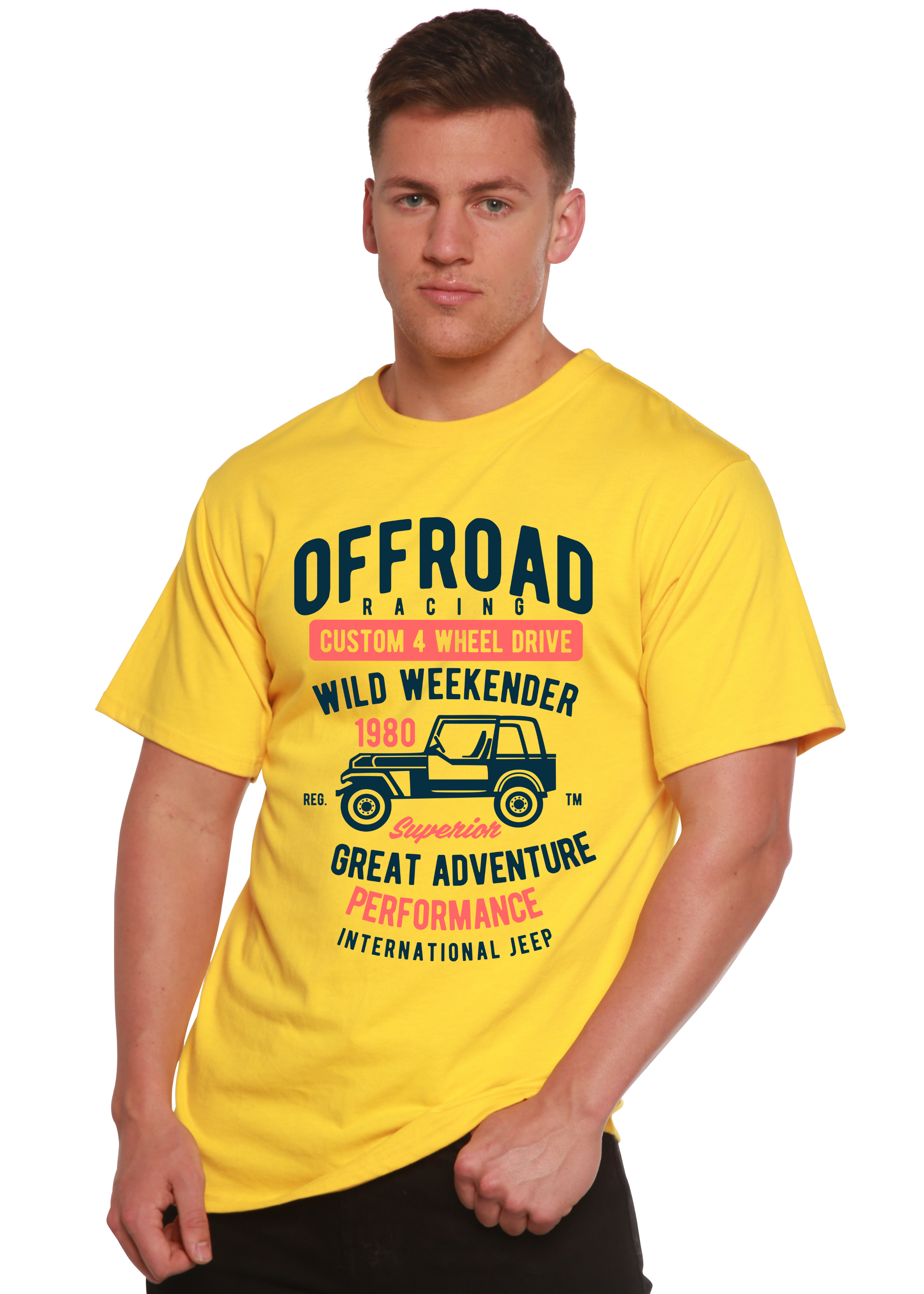 Spun Bamboo Off Road Racing Spun Bamboo® Men's Bamboo Viscose/Organic Cotton Short Sleeve Graphic T-Shirt — lifestyle context