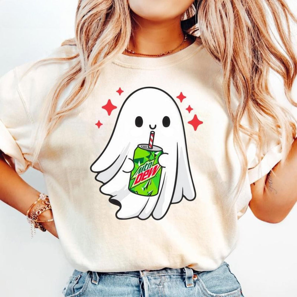 Pasimax Funny Skeleton Ghost Halloween T-Shirt — side view