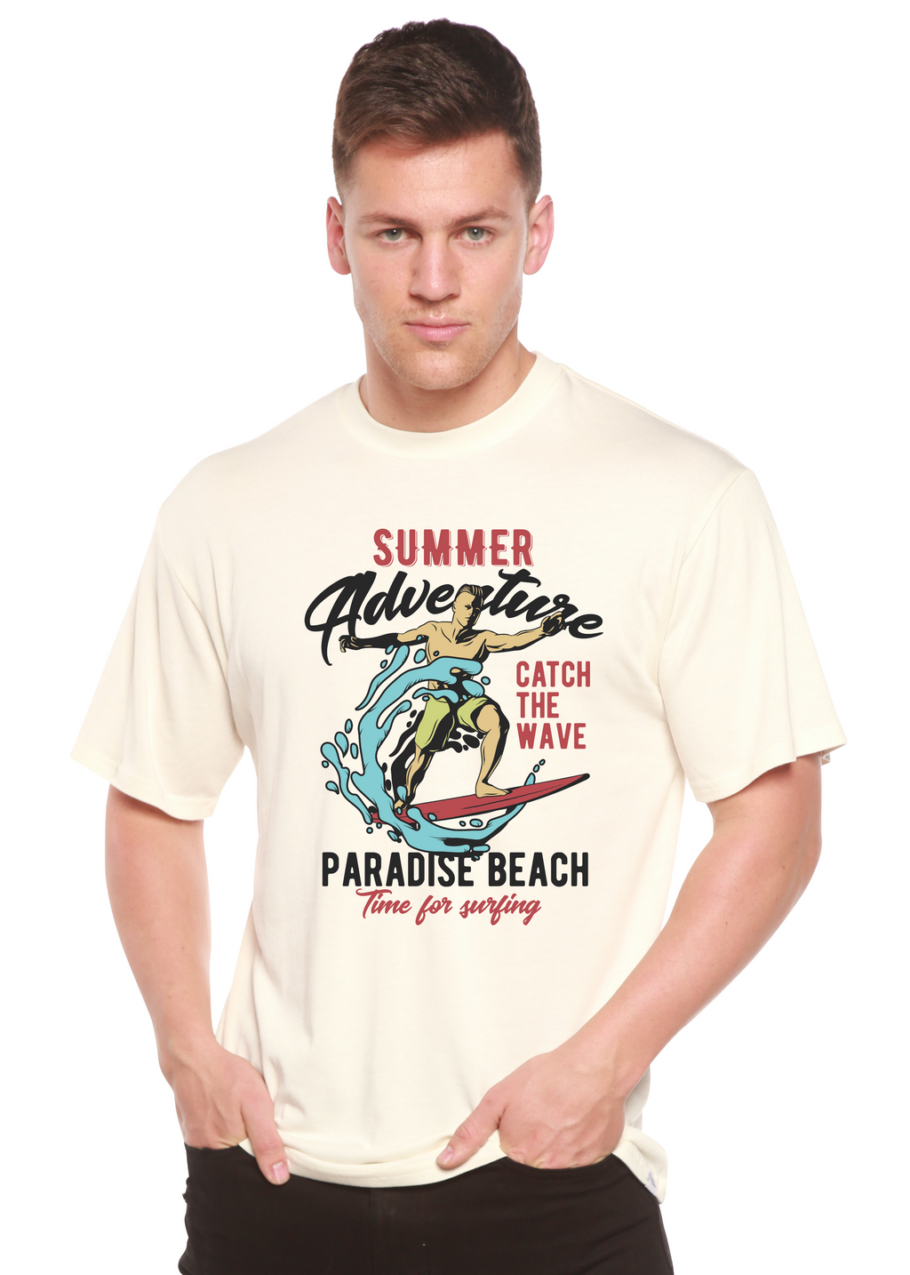 Spun Bamboo Catch The Wave Men's Bamboo Viscose/Organic Cotton Short Sleeve Graphic T-Shirt — lifestyle context