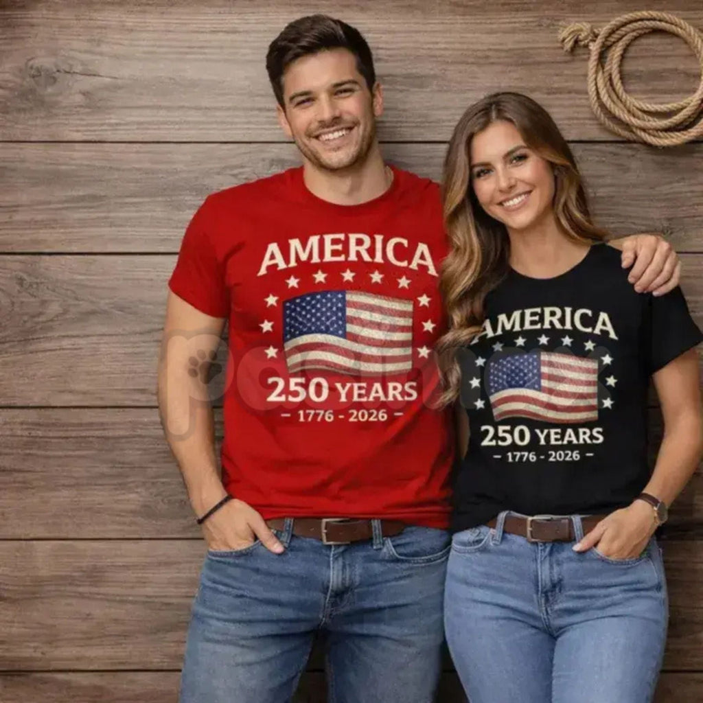 America 250 Years Anniversary T-Shirt – Vintage 1776-2026 USA Flag Graphic Tee, Remastered Heavy Cotton Patriotic Top, Soft Lived-In Semiquincentennial Shirt, Made in USA