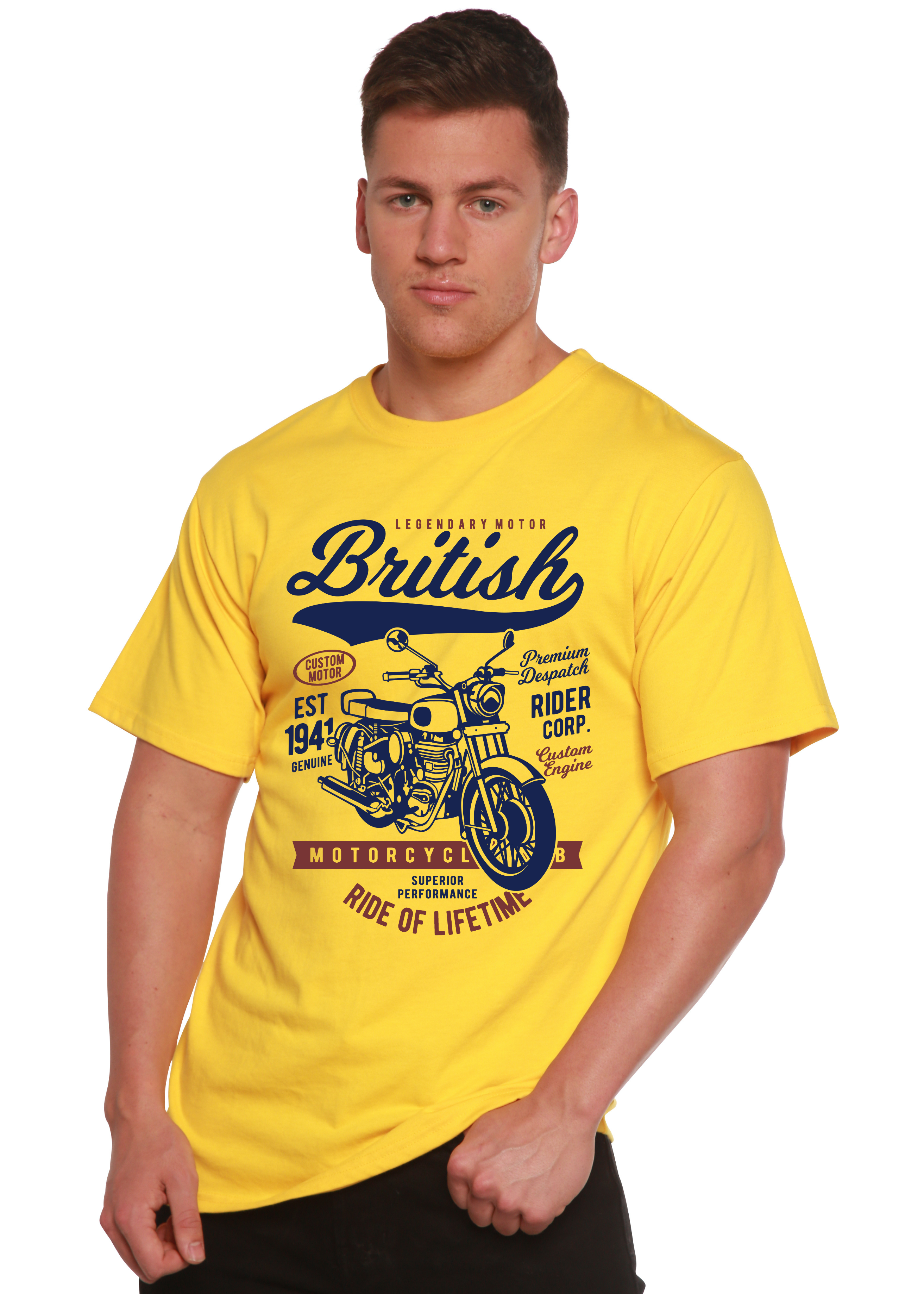 Spun Bamboo British Motorcycle Men's Bamboo Viscose/Organic Cotton Short Sleeve Graphic T-Shirt — alternative angle