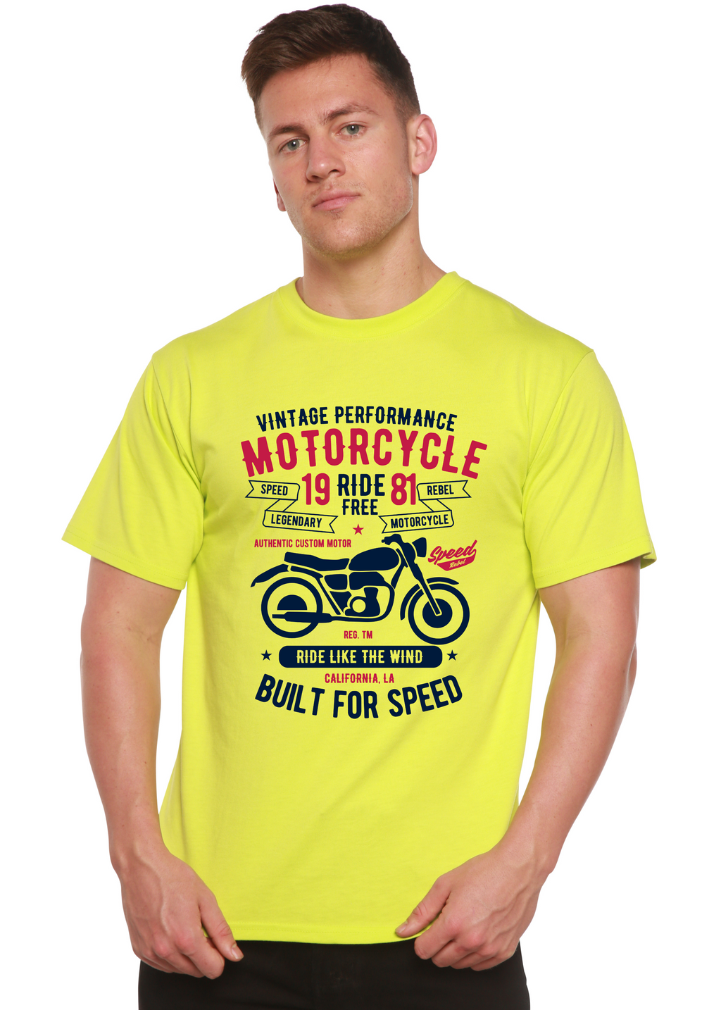Spun Bamboo Motorcycle Ride Free Men's Bamboo Viscose/Organic Cotton Short Sleeve Graphic T-Shirt — main product shot