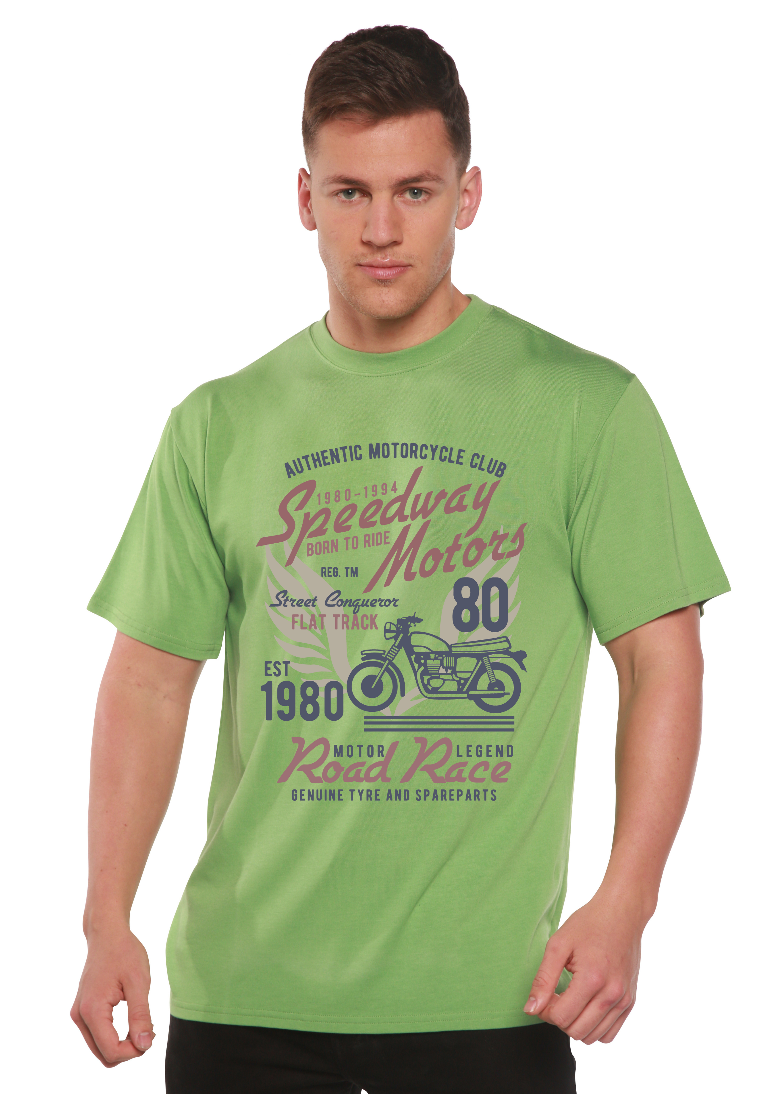 Spun Bamboo Speedway Motor Spun Bamboo® Men's Bamboo Viscose/Organic Cotton Short Sleeve Graphic T-Shirt — lifestyle context