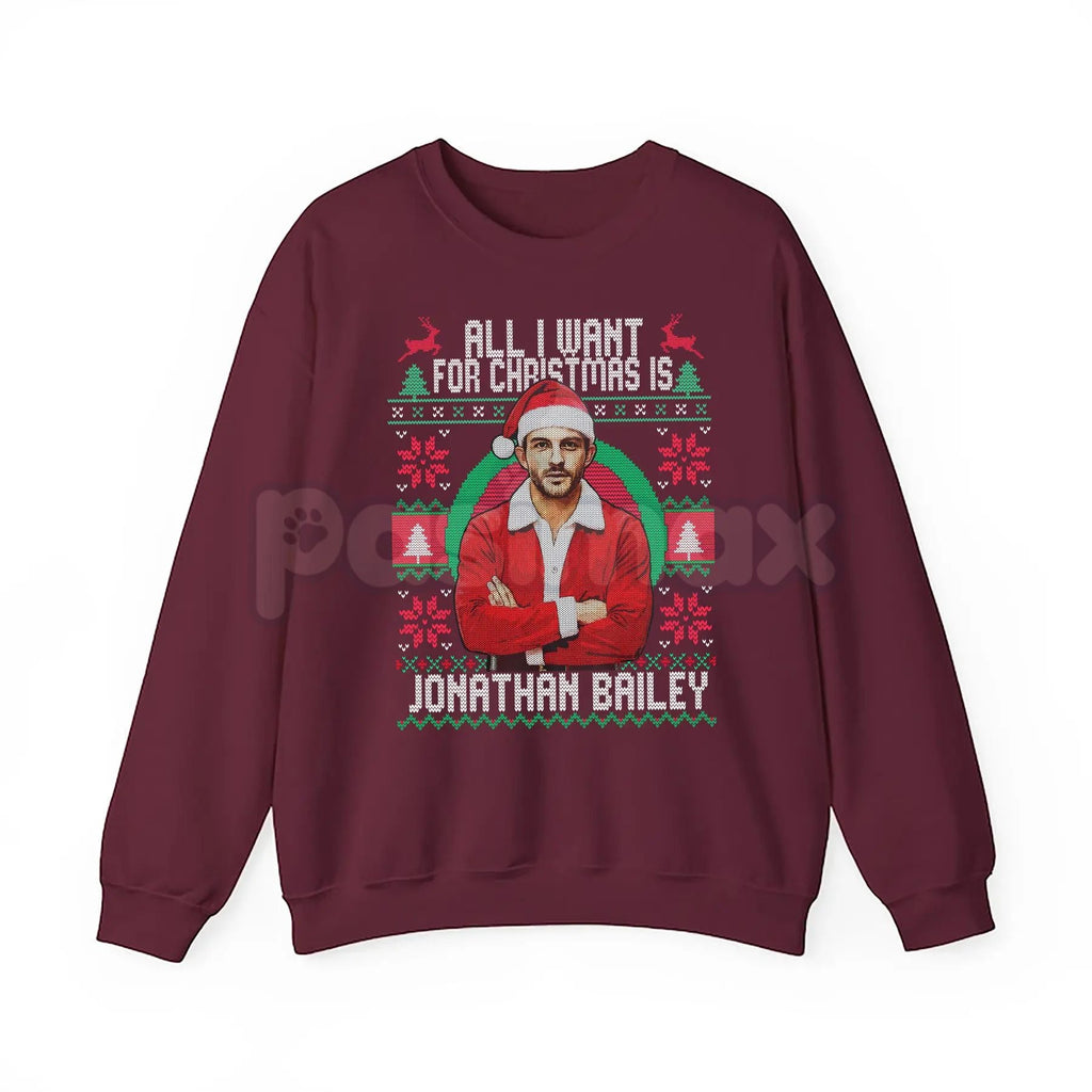 Pasimax Fiyero All I Want For Christmas Is Jonathan Bailey Christmas Shirt | Wicked Movie Fan Ugly Xmas Sweatshirt | Broadway