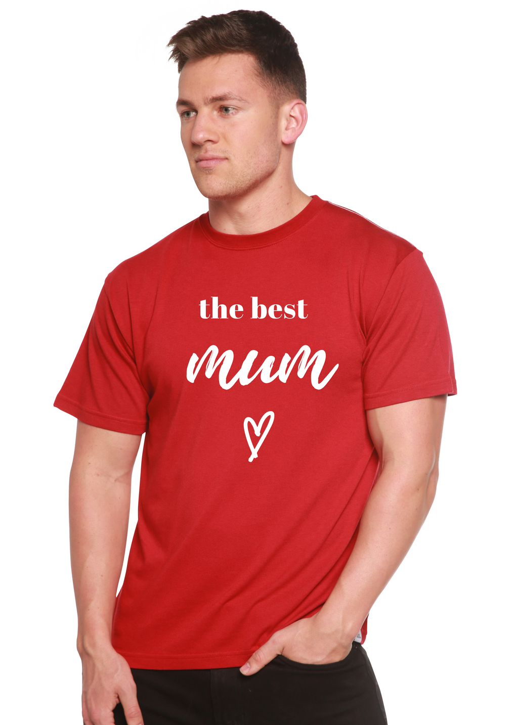 Spun Bamboo The Best Mum Unisex Bamboo Viscose/Organic Cotton Short Sleeve Graphic T-Shirt — color detail