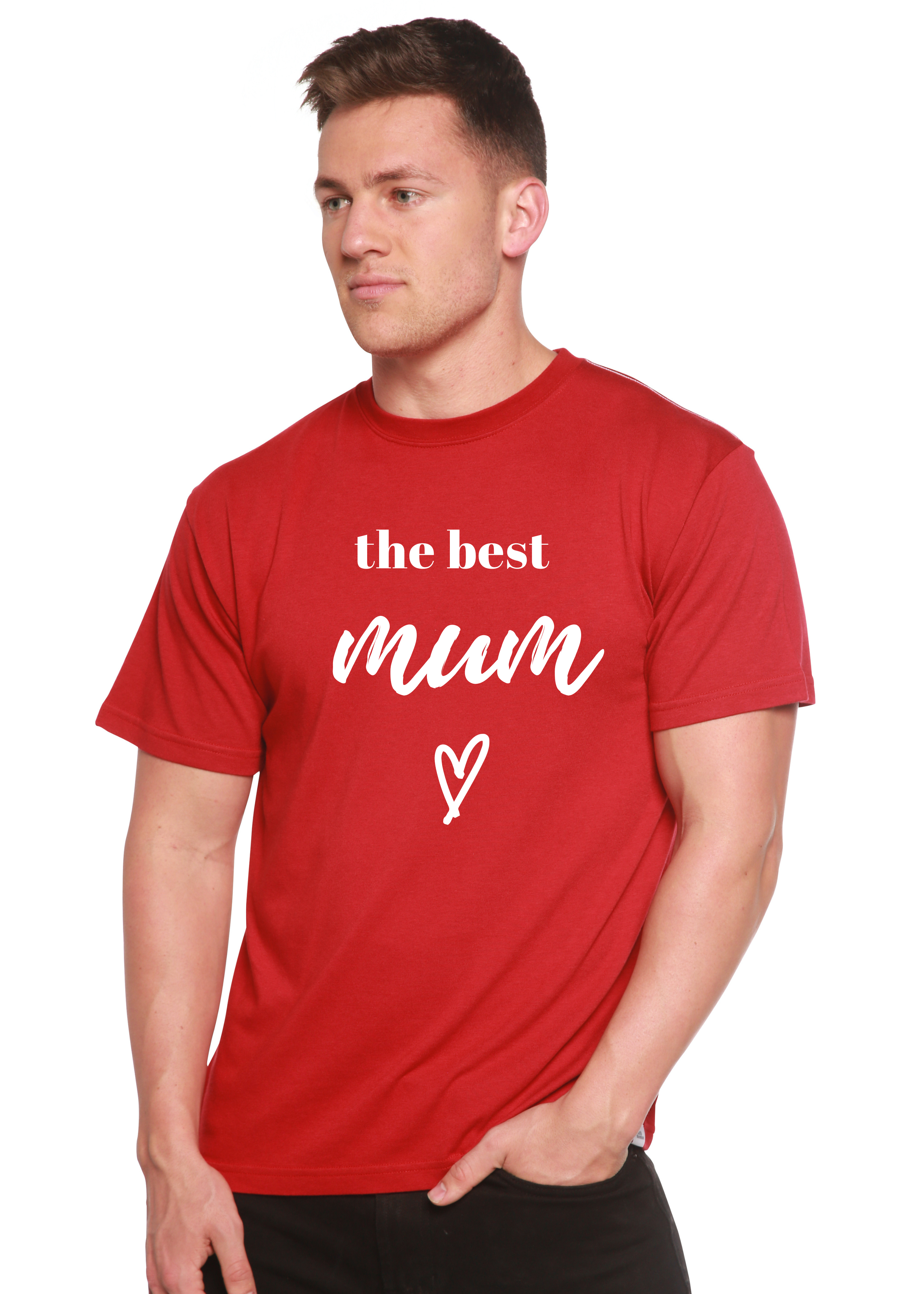 Spun Bamboo The Best Mum Unisex Bamboo Viscose/Organic Cotton Short Sleeve Graphic T-Shirt — color detail