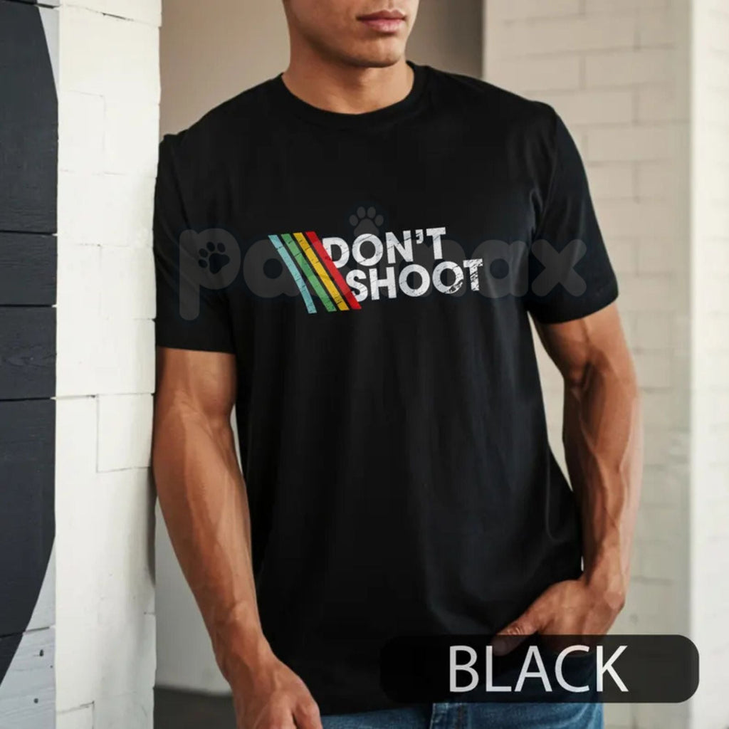 Pasimax DON'T SHOOT Gaming Shirt - Funny Gamer Slogan Tee, Multiplayer Video Game Apparel, Casual Gaming Streetwear — back vi