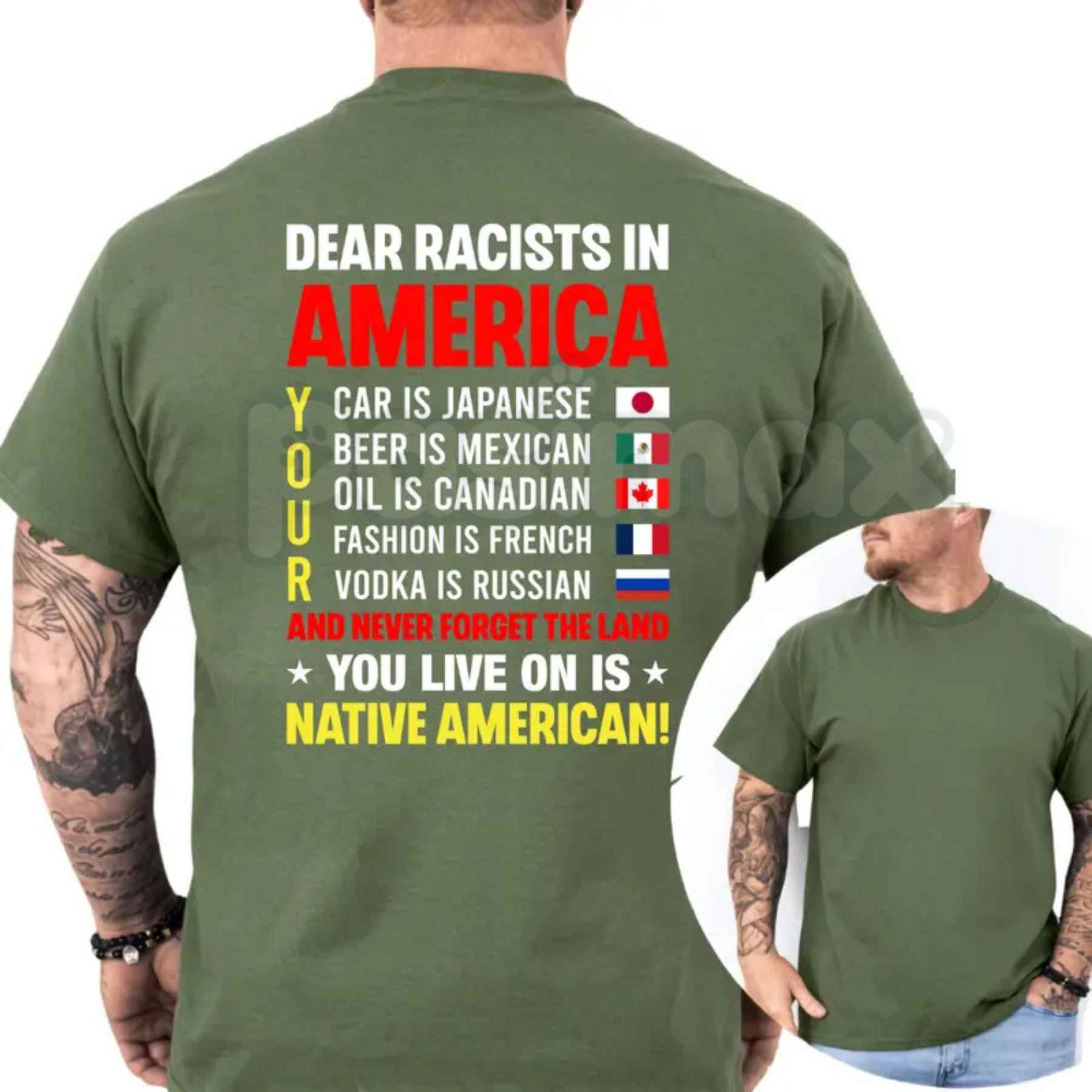 Dear Racsts In America T Shirt – Funny Political Satire Graphic Tee, Sarcastic Liberal Democrat Anti Prejudice Unisex Cotton Shirt