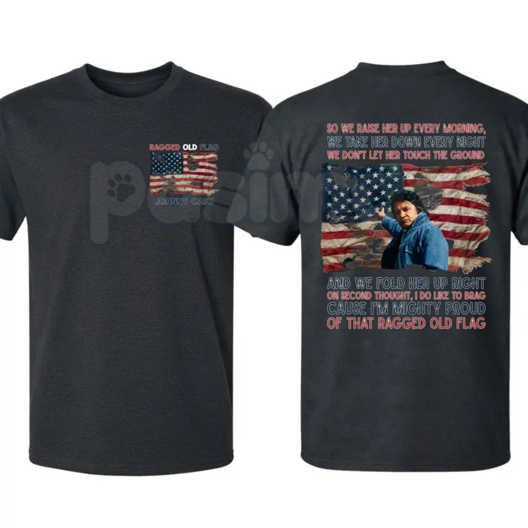 Johnny Cash "Ragged Old Flag" T-Shirt – 4th of July Legend of Country Music Tee, Premium 100% Cotton American Independence Day Top, Soft Lived-In Heavyweight Outlaw Patriot Shirt, Made in USA