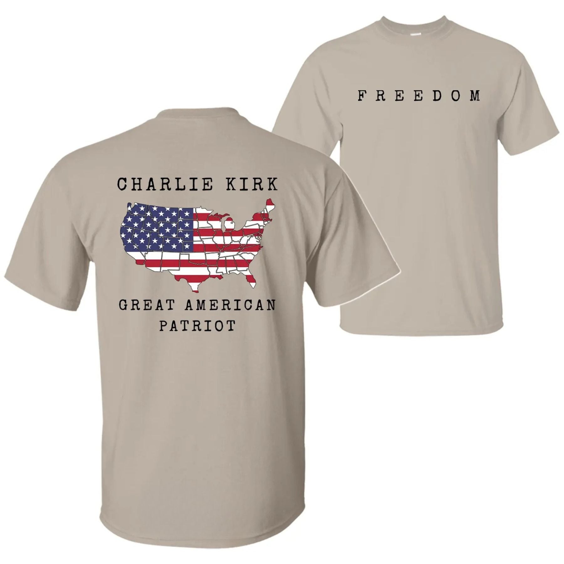 Pasimax Charlie Kirk "Freedom & True Patriot" T-Shirt — back view
