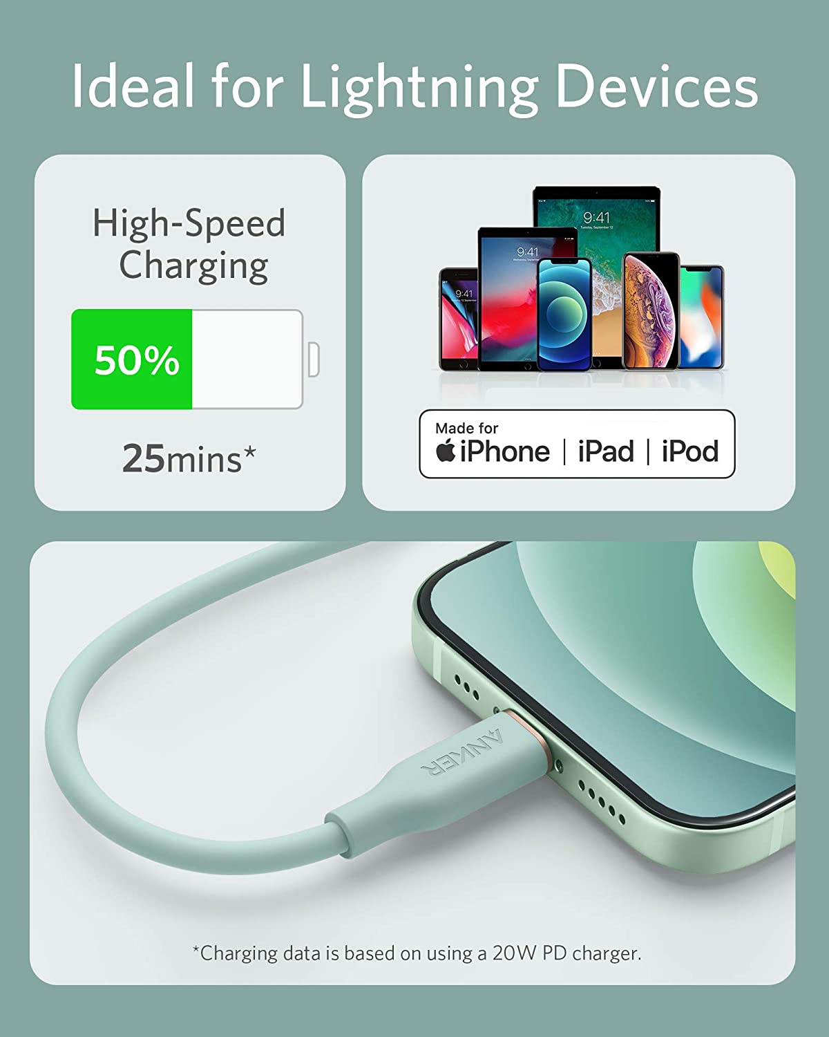 Anker <b>641</b> USB-C to Lightning Cable (Flow, 3 ft Silicone), view 24