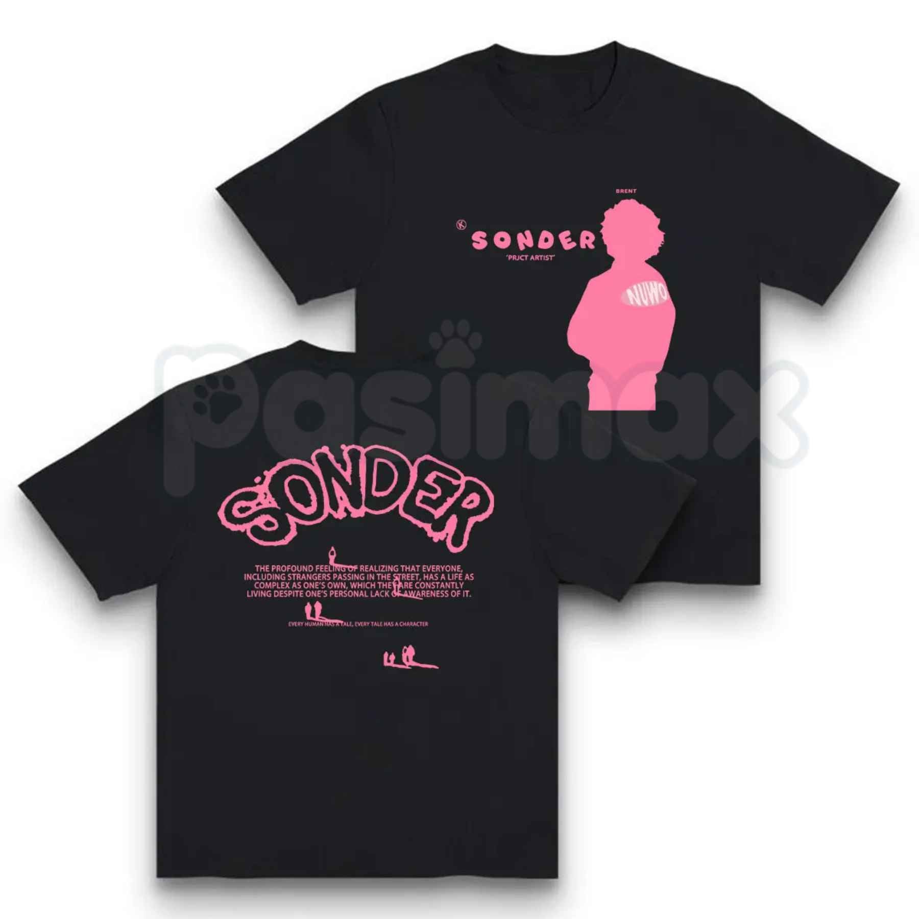 Bold Pink Sonder Lettering Geometric Print Rap Shirt – Modern Streetwear Graphic Tee, Minimalist Aesthetic Urban Unisex Hip Hop Fashion Shirt