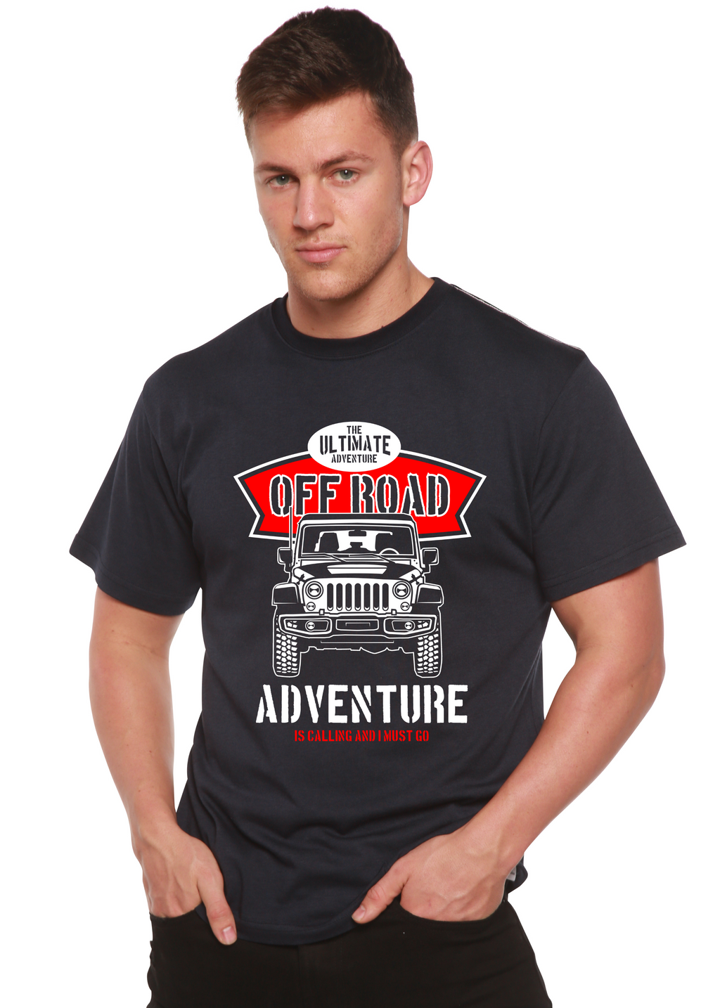 Spun Bamboo Off Road Spun Bamboo® Men's Bamboo Viscose/Organic Cotton Short Sleeve Graphic T-Shirt — detail close-up