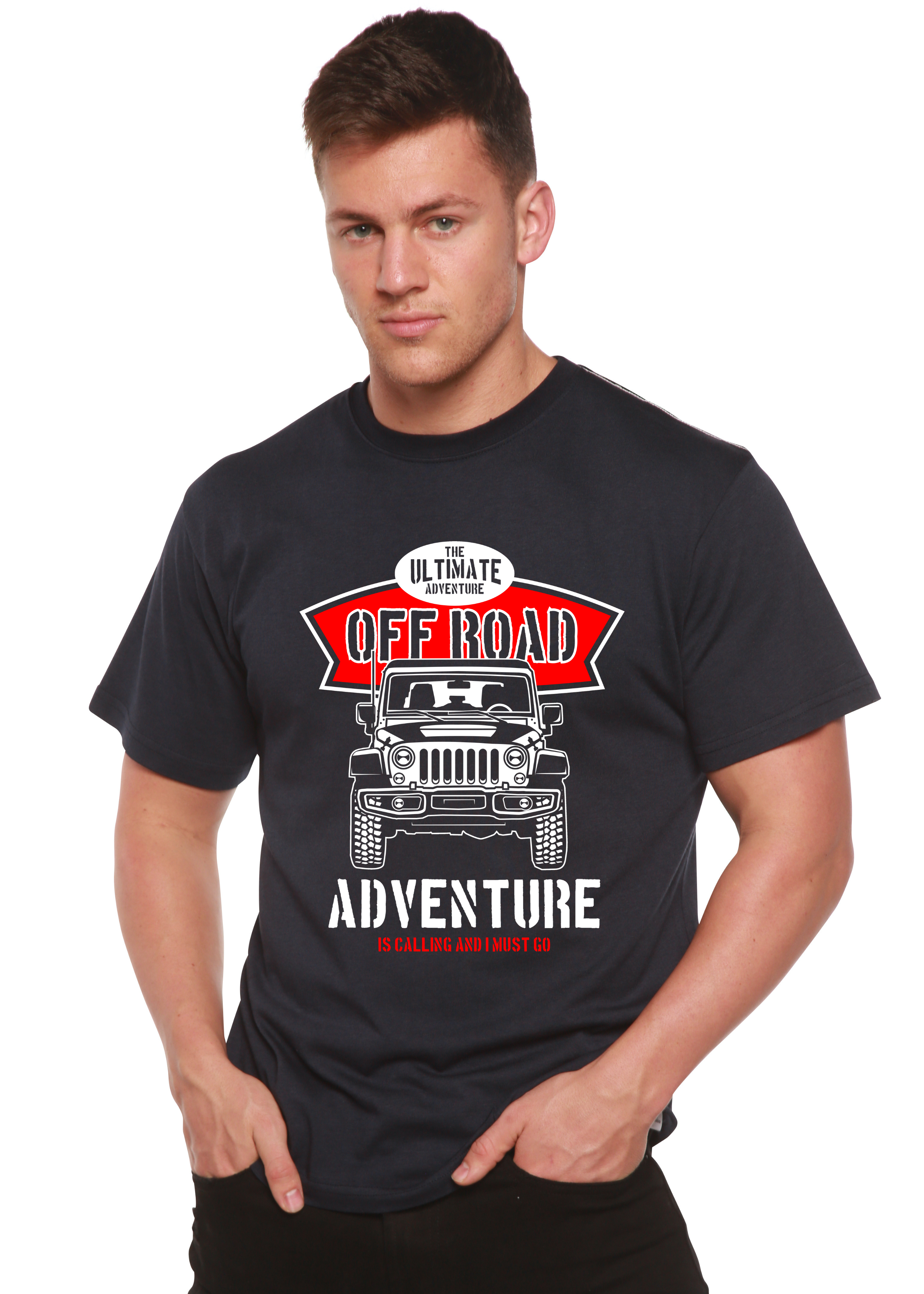 Spun Bamboo Off Road Spun Bamboo® Men's Bamboo Viscose/Organic Cotton Short Sleeve Graphic T-Shirt — detail close-up