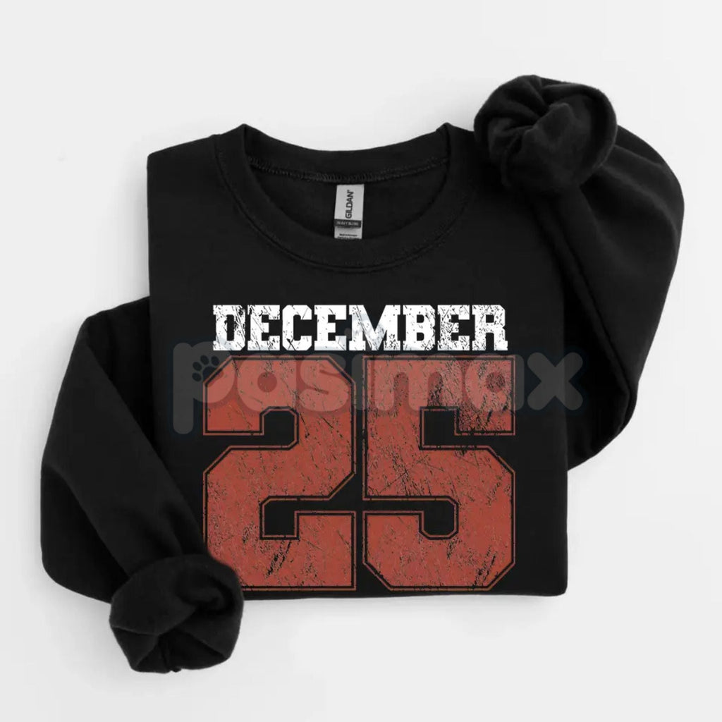 Pasimax Retro December 25th Christmas Sweatshirt – Vintage Holiday Clothing Crewneck for Women — back view