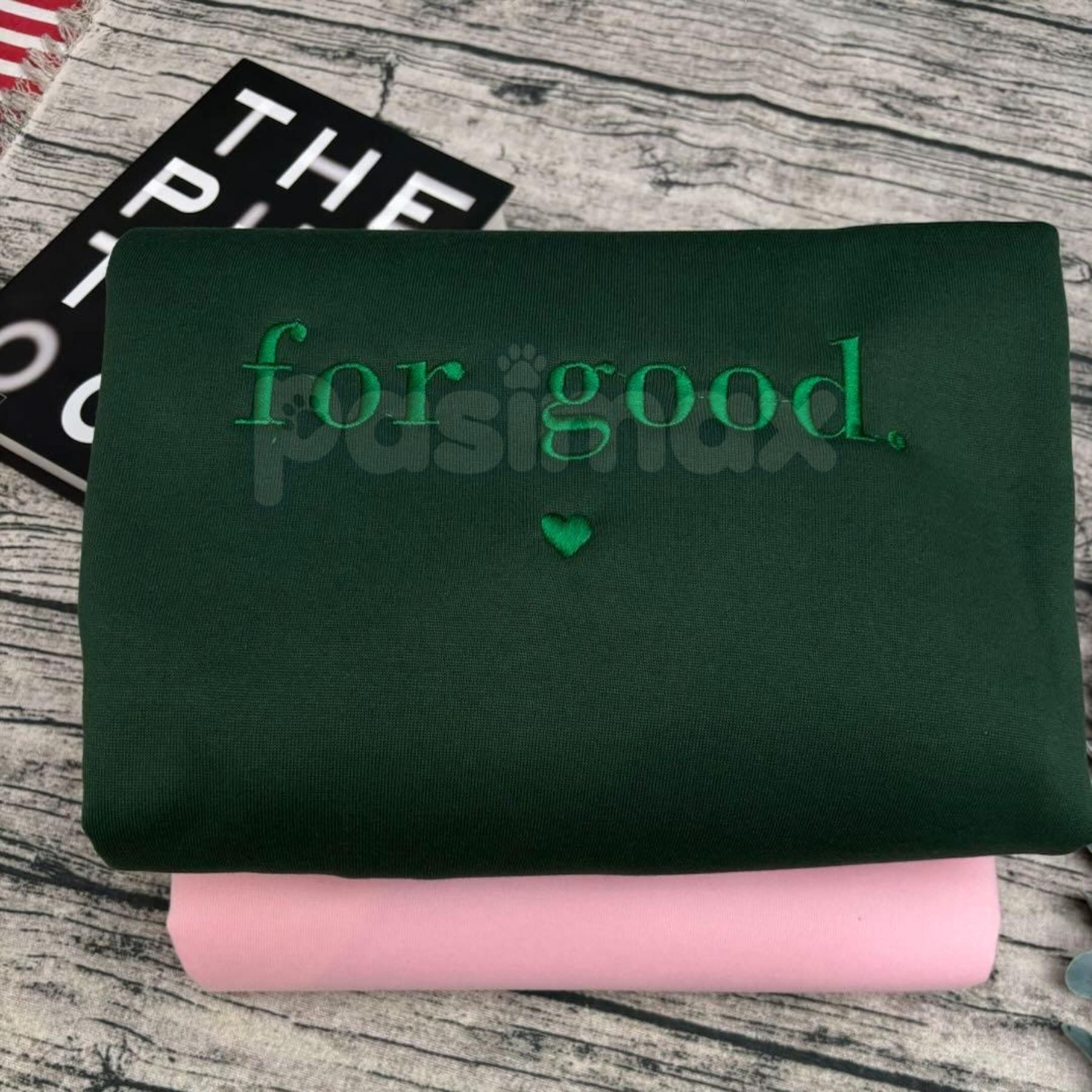 Pasimax Wicked "For Good" Embroidered Crewneck – Elegant Broadway Tribute Sweatshirt — side view