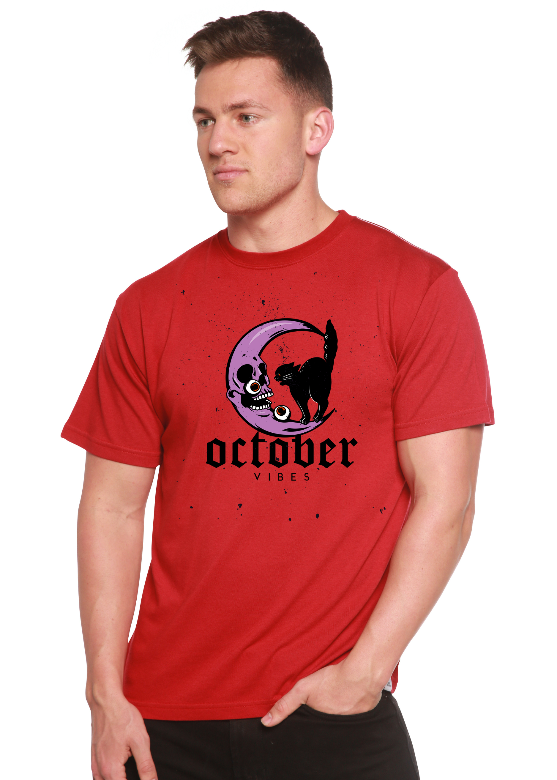 Spun Bamboo October Vibes Men's Bamboo Viscose/Organic Cotton Short Sleeve Graphic T-Shirt — size reference